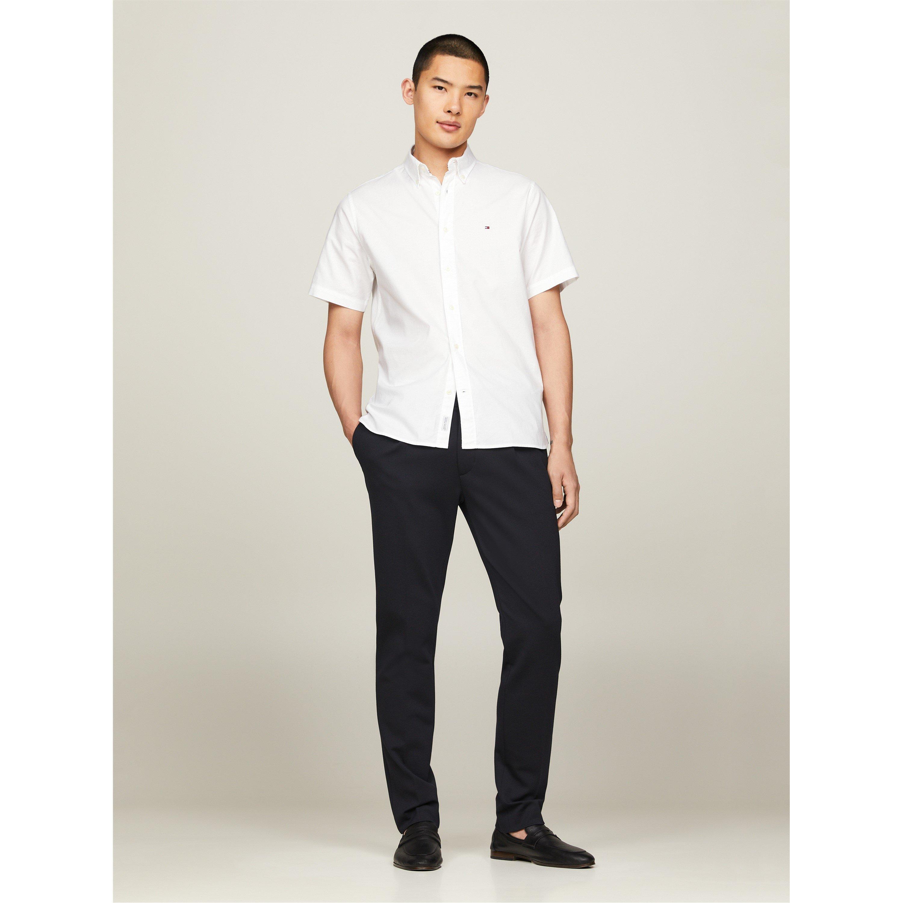 White YBR - Tommy Hilfiger - Men's FLEX Short-Sleeve Oxford Shirt - 2