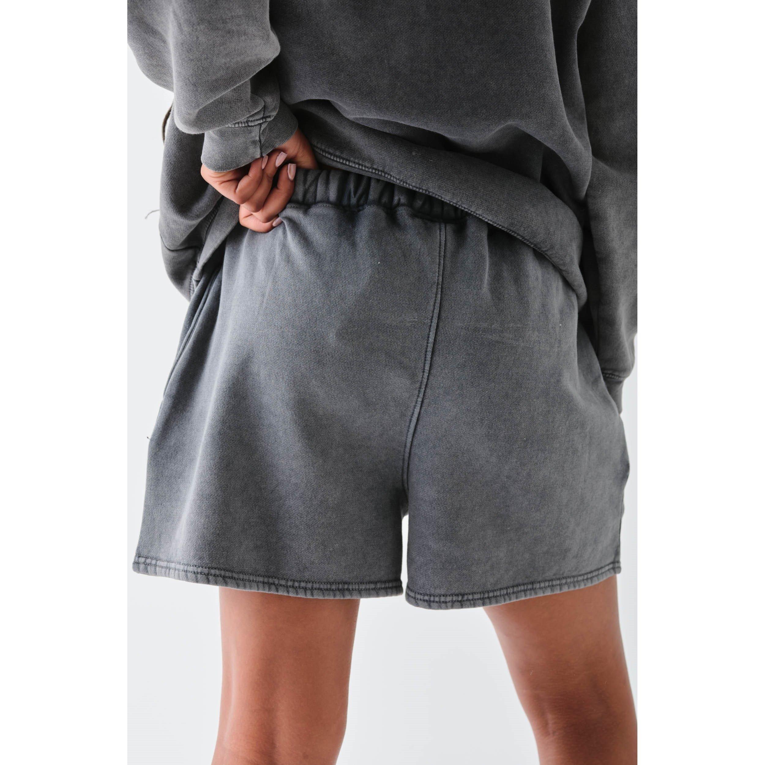 Grey - Daisy Street - Women's Puff Print Fleece Jogger Shorts - 4