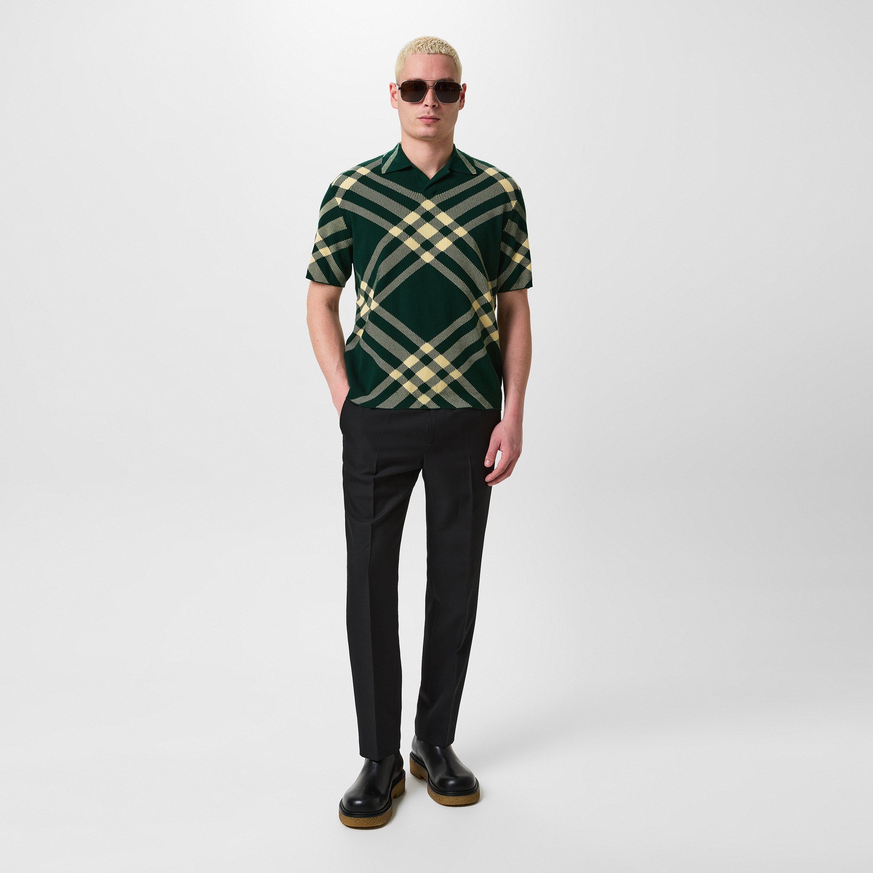 Daffodil - Burberry - Check Wool Blend Polo Shirt - 4