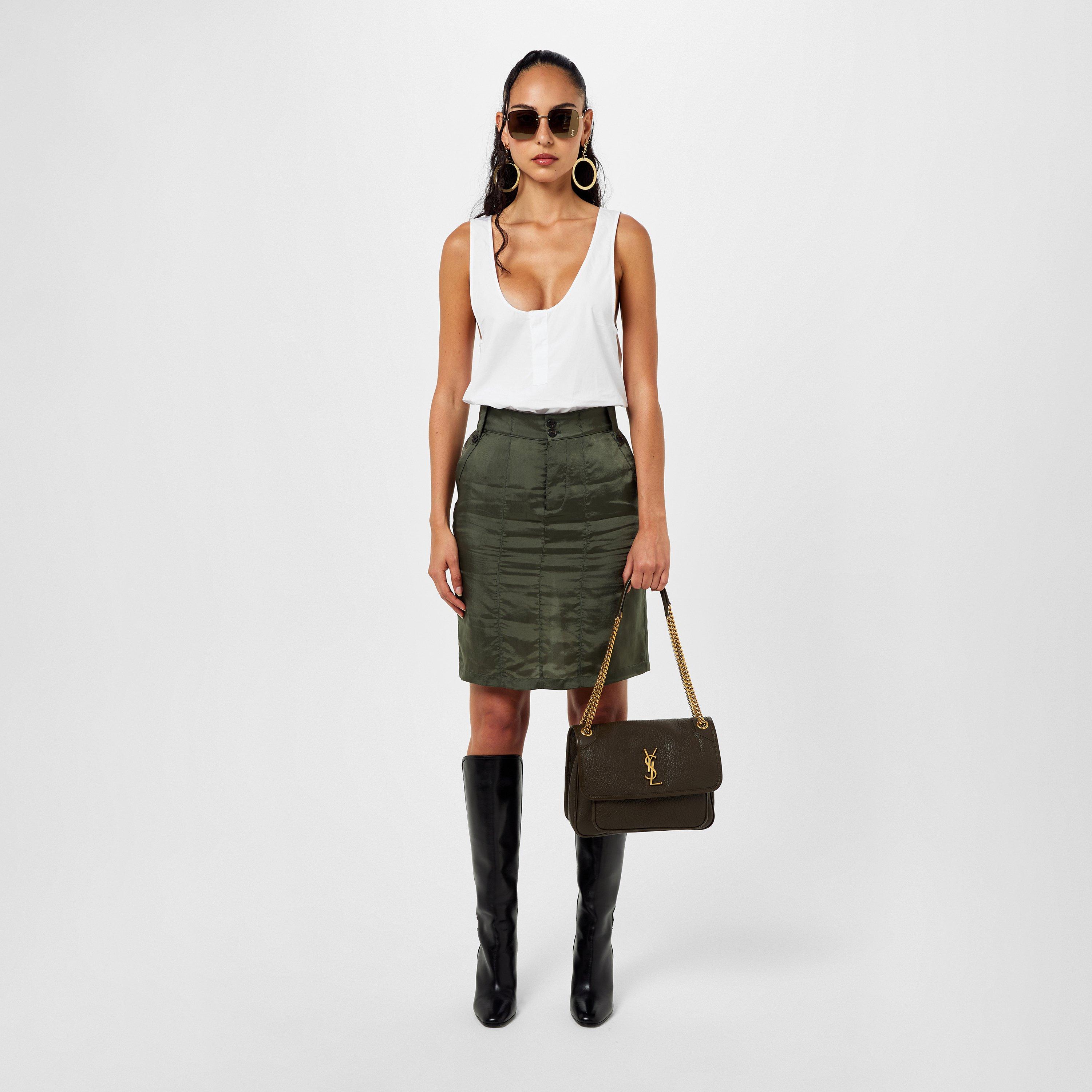 Kaki - Saint Laurent - Twill Pencil Skirt - 4