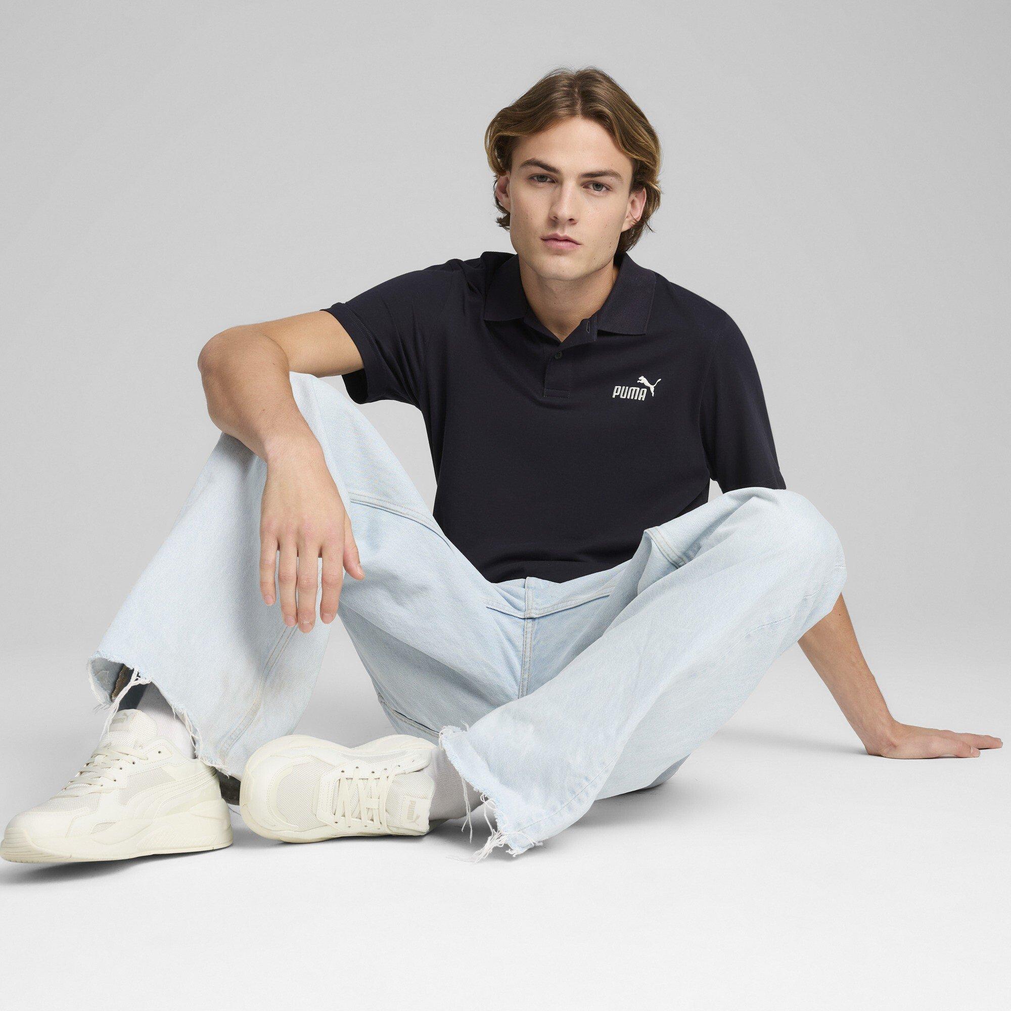 New Navy - Puma - PUMA Essentials Logo Mens Polo Jersey - 5