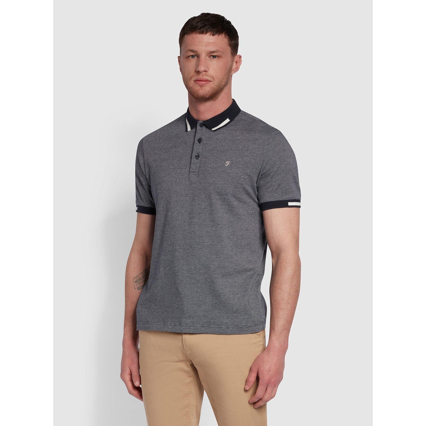 True Navy - Farah - Men's Lonnie Jacquard Short-Sleeve Polo Shirt - 2