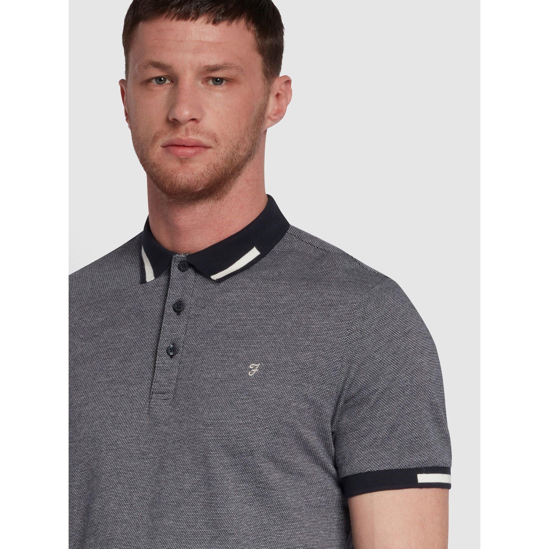 True Navy - Farah - Men's Lonnie Jacquard Short-Sleeve Polo Shirt - 3
