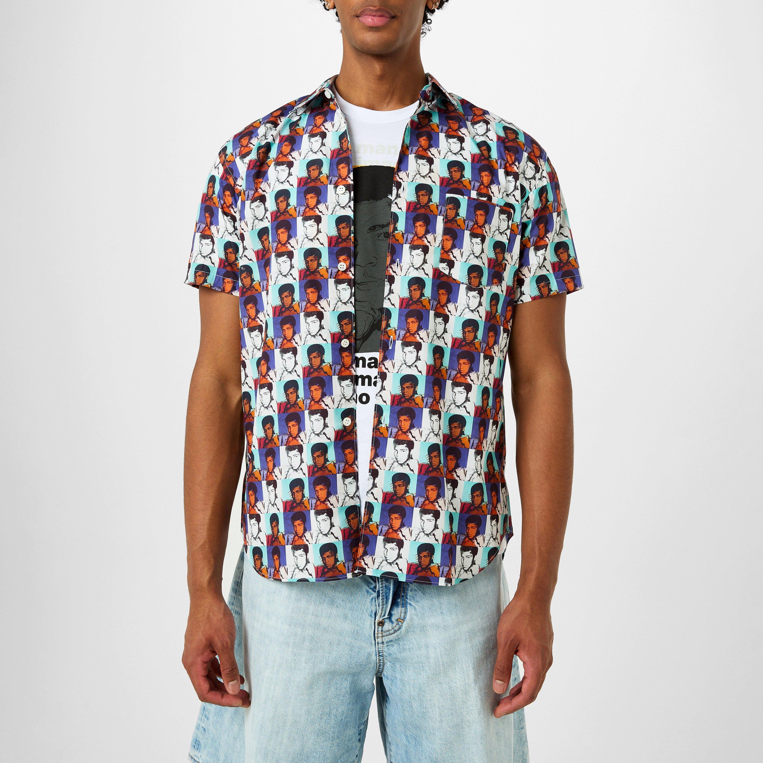 Multi - Comme des Garcons Shirt - Men's Andy Warhol Muhammad Ali Cotton Short Sleeve - 3