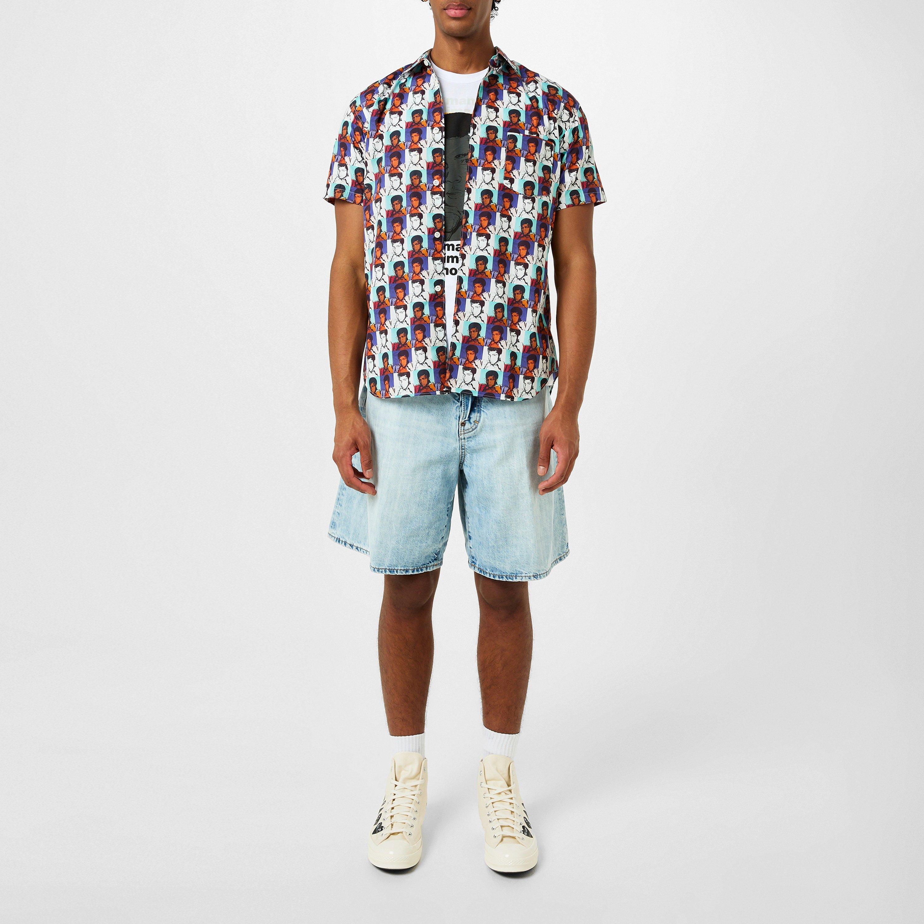 Multi - Comme des Garcons Shirt - Men's Andy Warhol Muhammad Ali Cotton Short Sleeve - 5