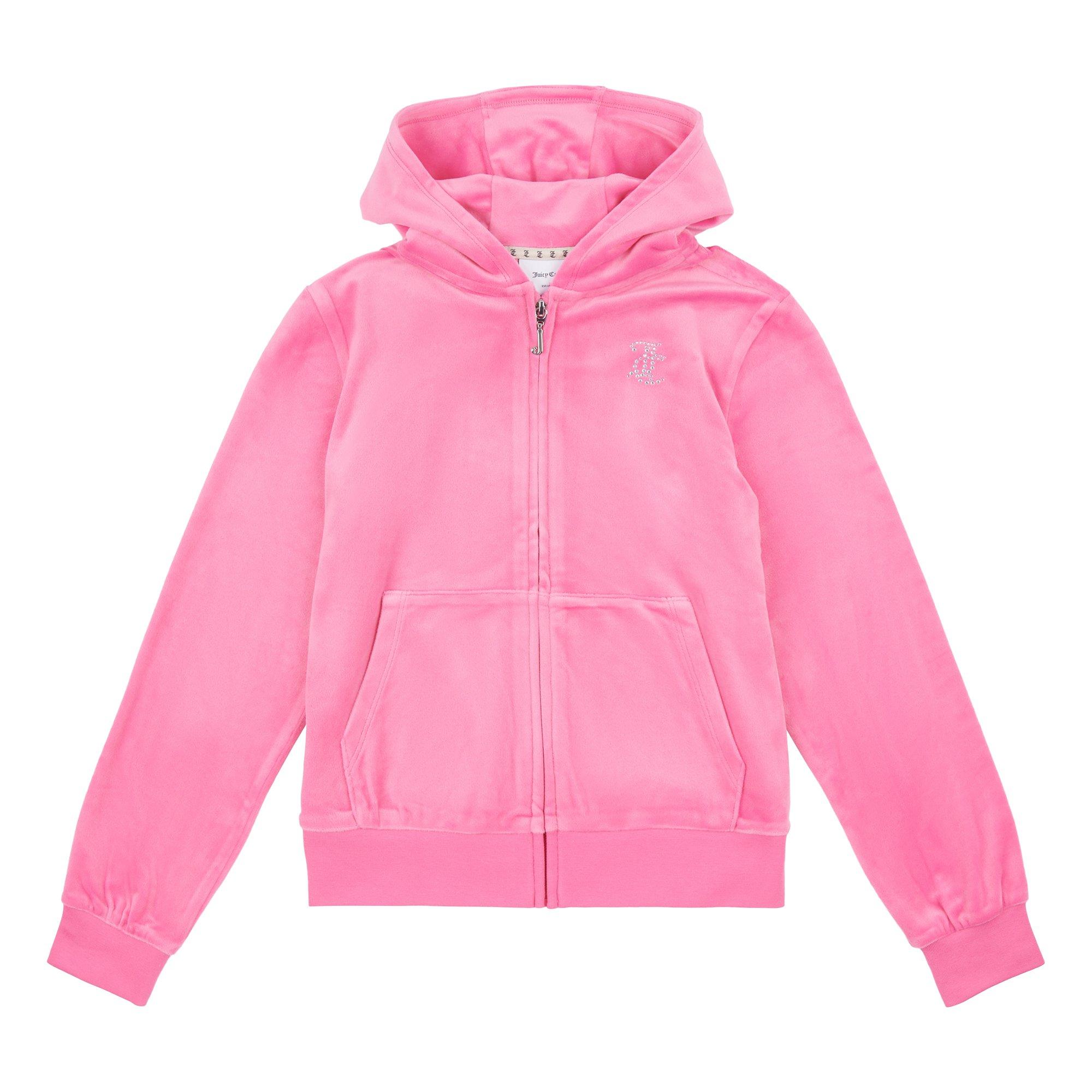 Hot Pink 721 - Juicy Couture - Diamante Zip Hoodie Girls - 5