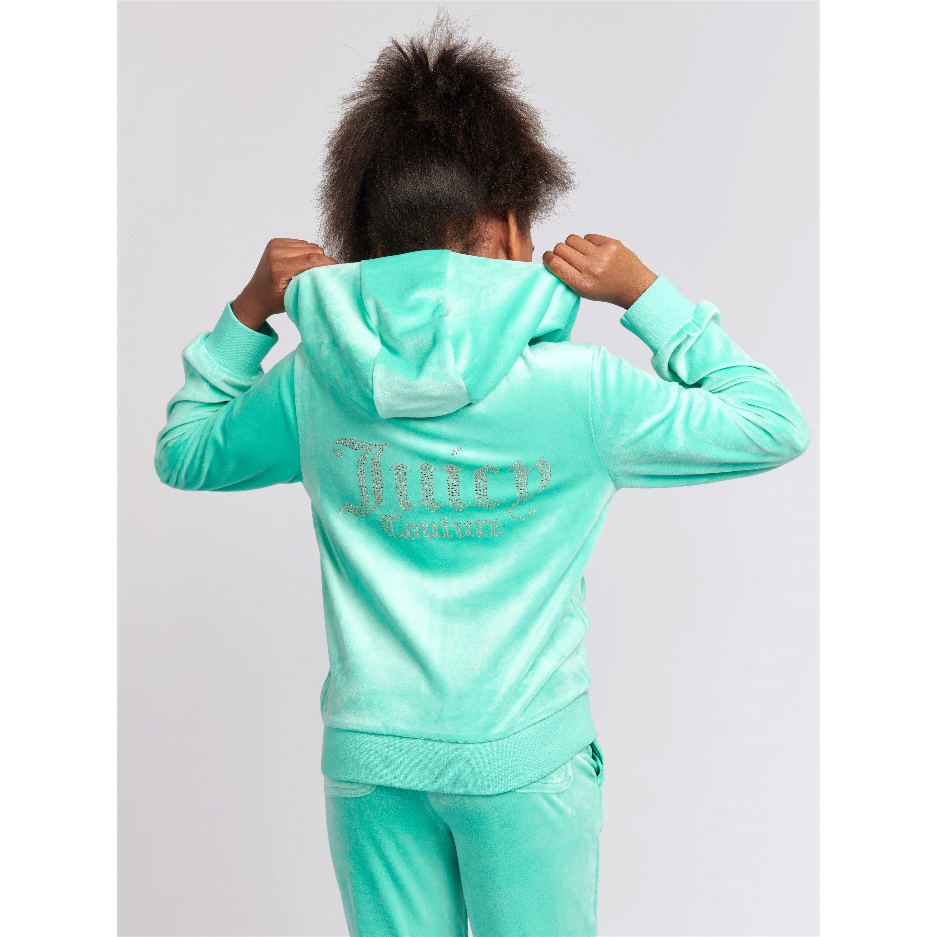 Turquoise 171 - Juicy Couture - Diamante Zip Hoodie Girls - 2