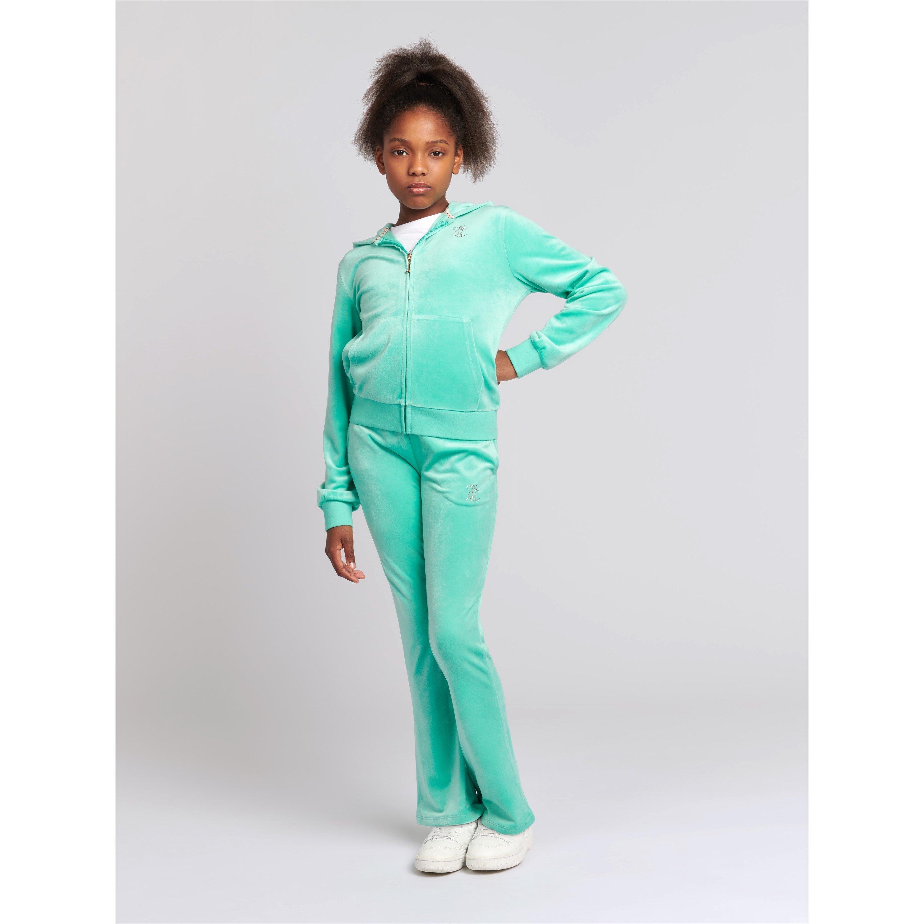 Turquoise 171 - Juicy Couture - Diamante Zip Hoodie Girls - 3