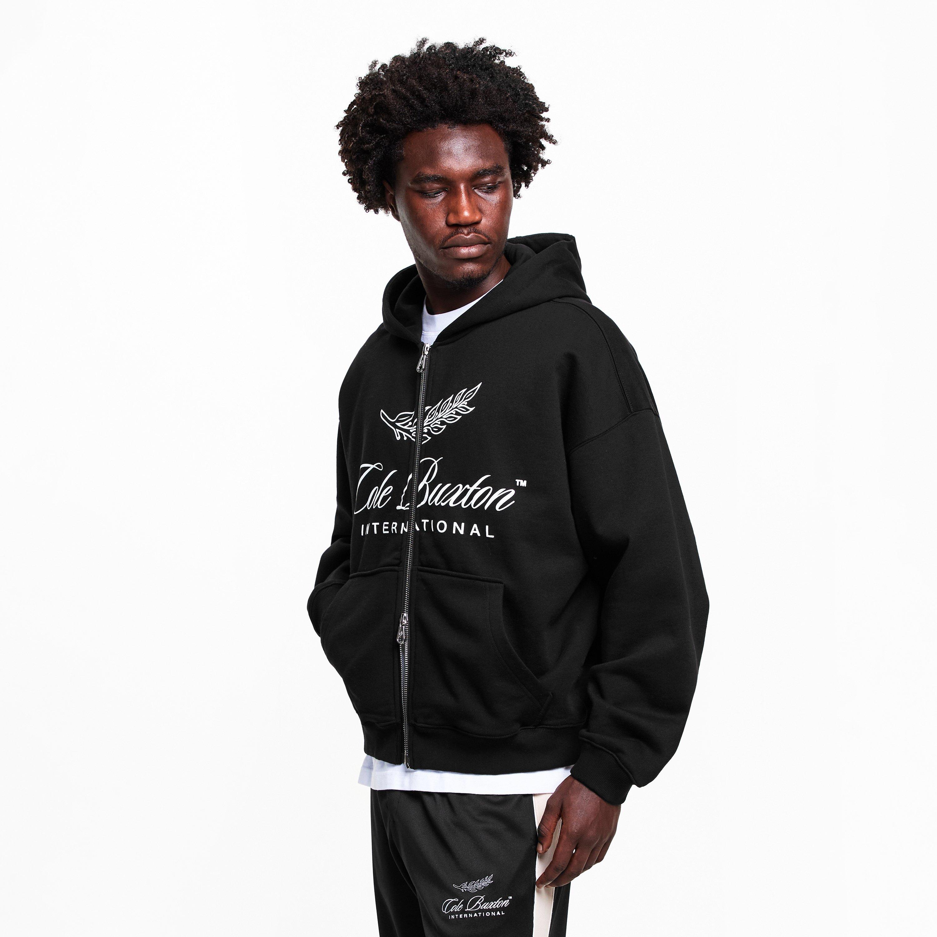 Black - Cole Buxton - Men's Logo Cotton International Zipped Hoodie - 3