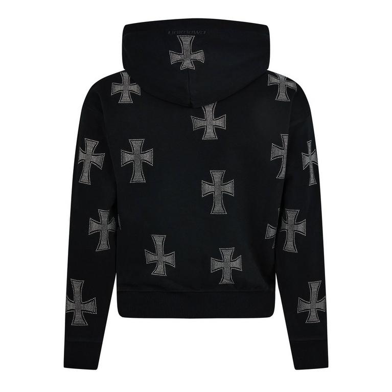 Unknown London | Rhinestone Cross Cotton Hoodie | Zip Unknown London | Rhinestone Cross Cotton Hoodie | Zip