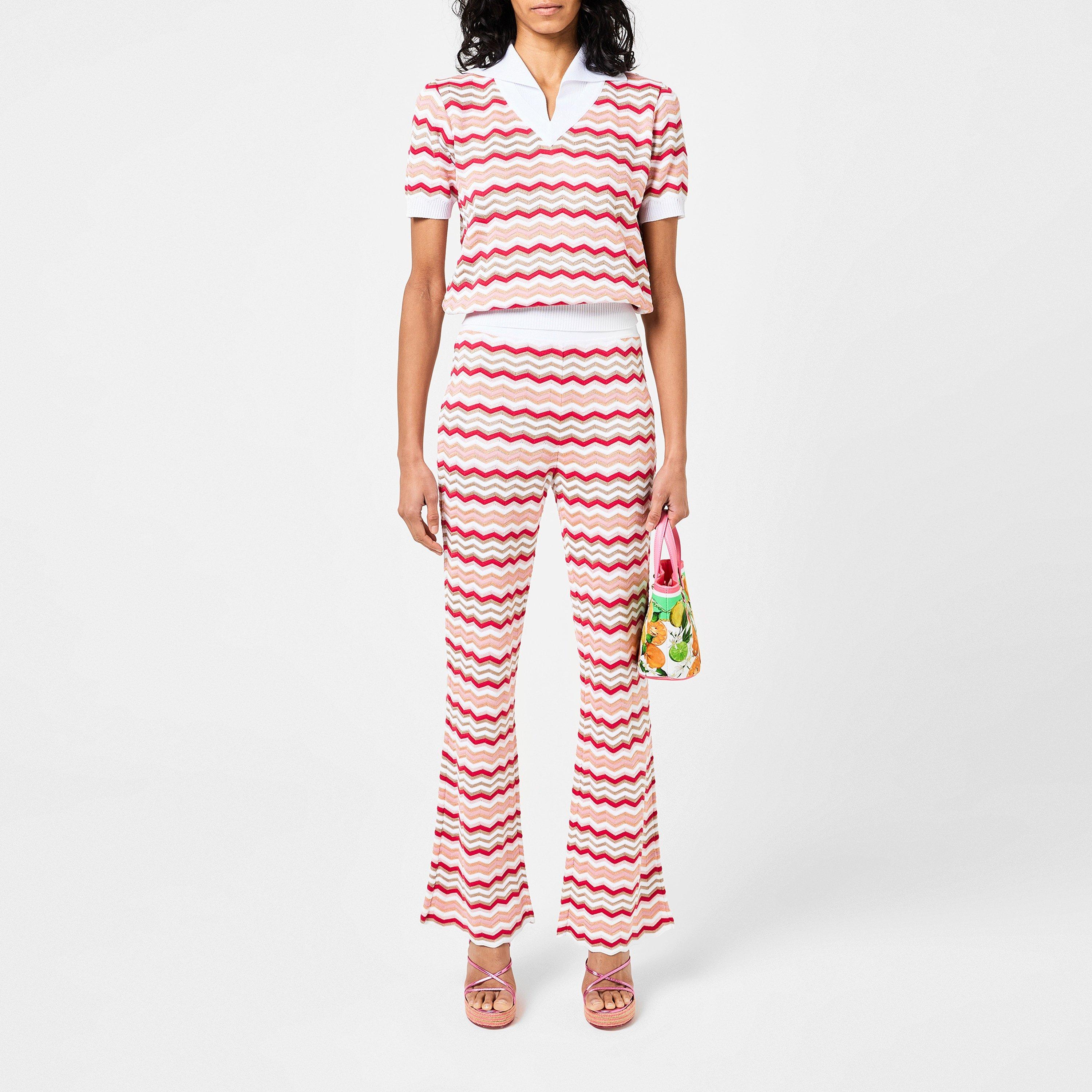 Multi White - Missoni - V Neck Knit Top - 4