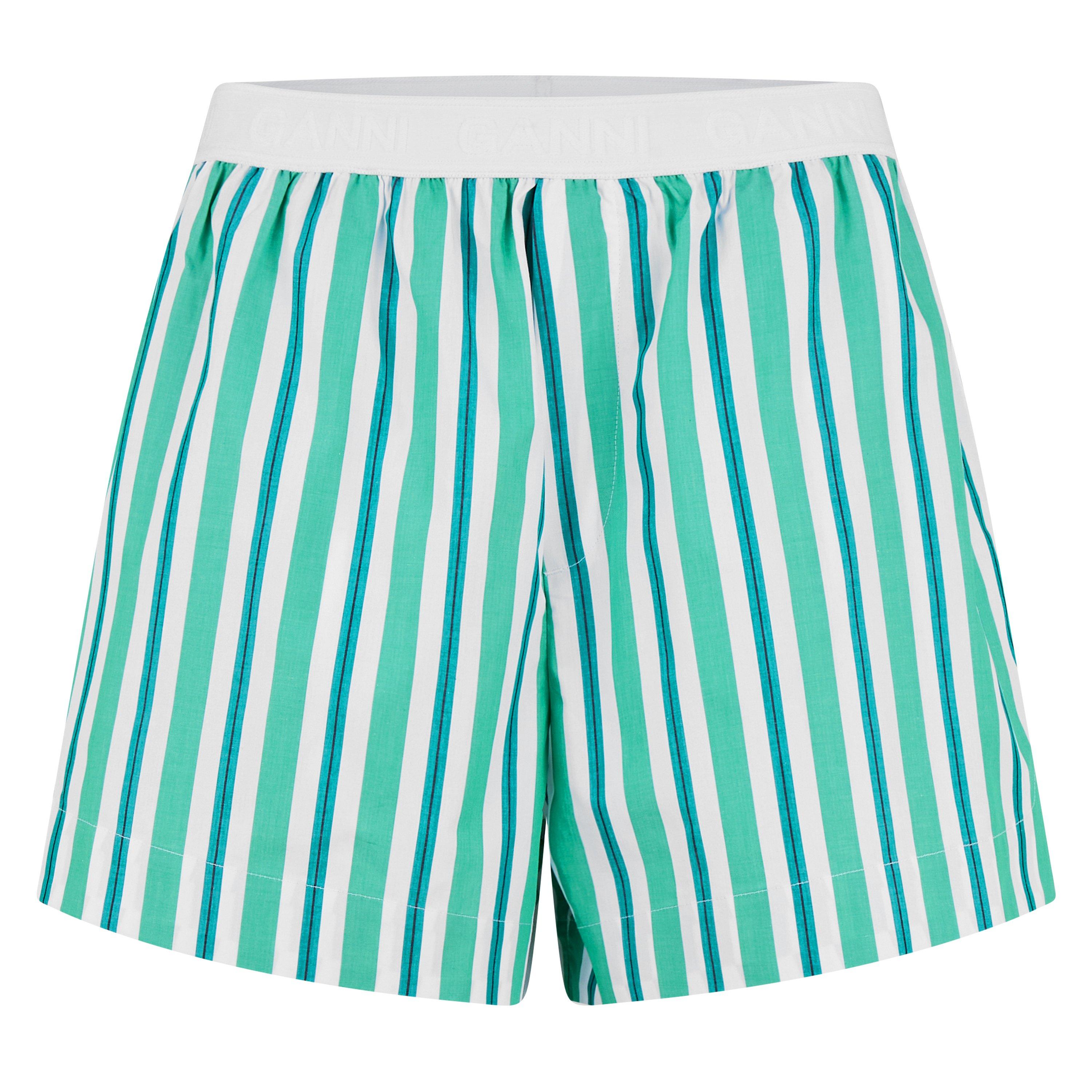 Creme de Menthe - Ganni - Stripe Cotton Elasticated Shorts - 5
