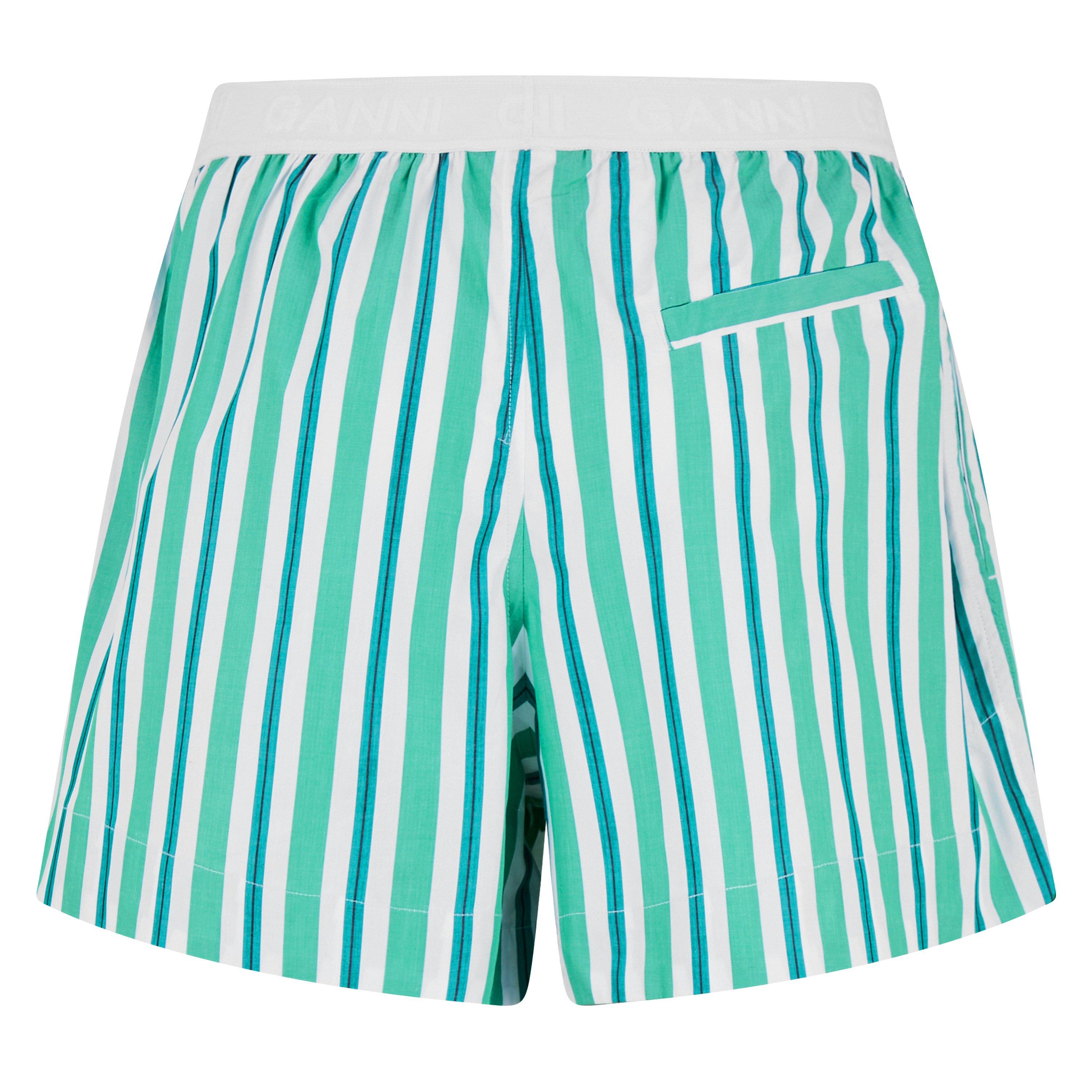 Creme de Menthe - Ganni - Stripe Cotton Elasticated Shorts - 6