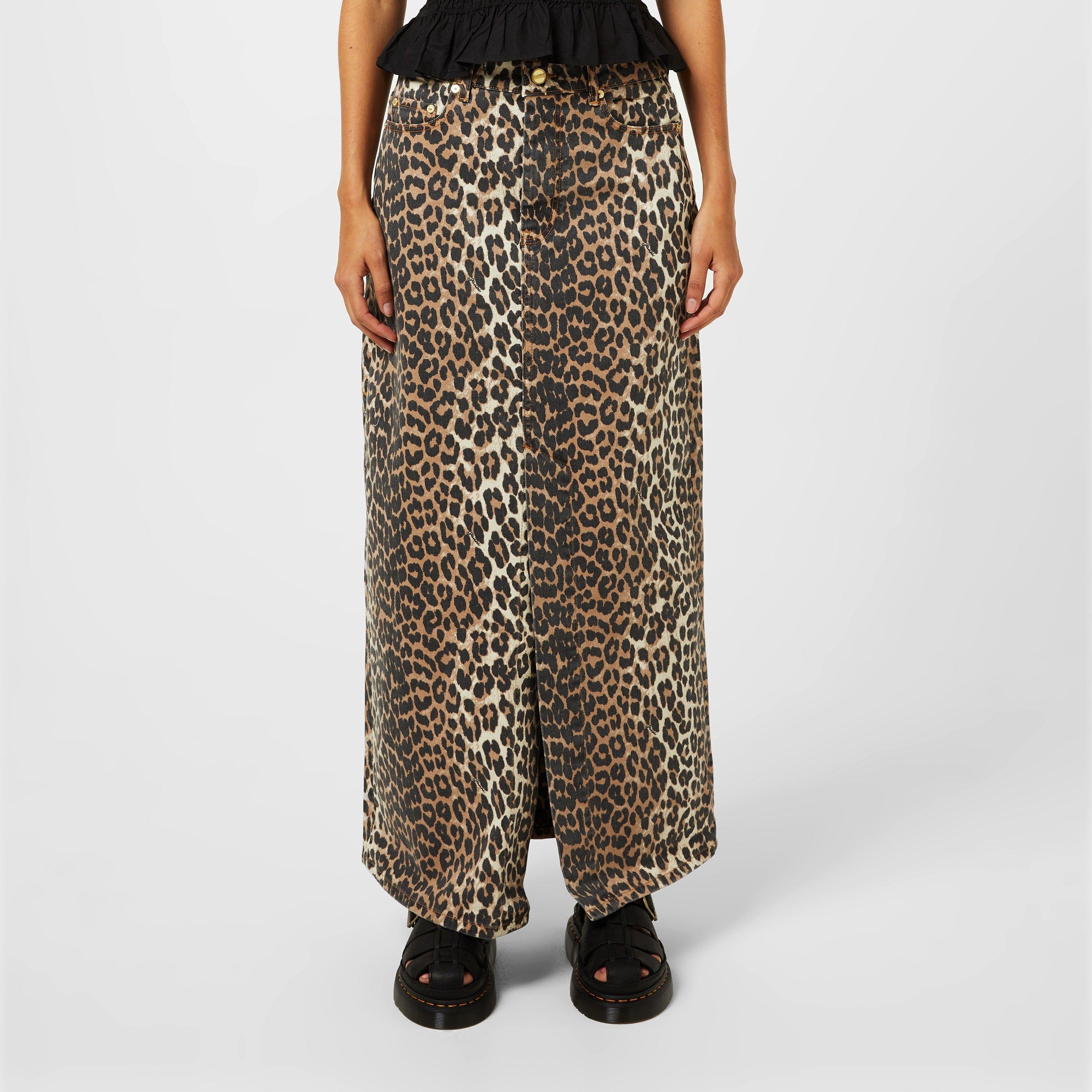 Leopard - Ganni - Leopard Denim Maxi Slit Skirt - 1