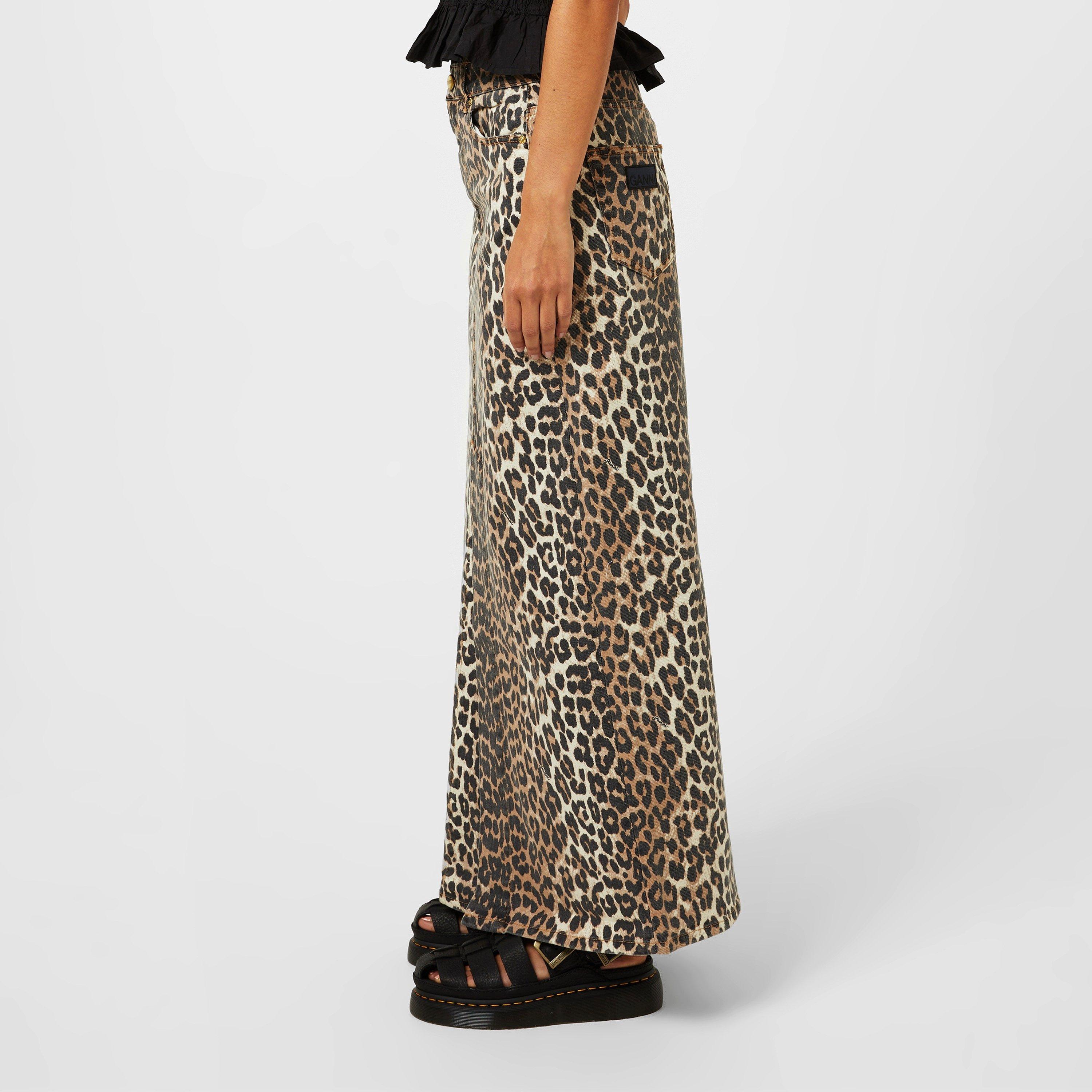 Leopard - Ganni - Leopard Denim Maxi Slit Skirt - 2