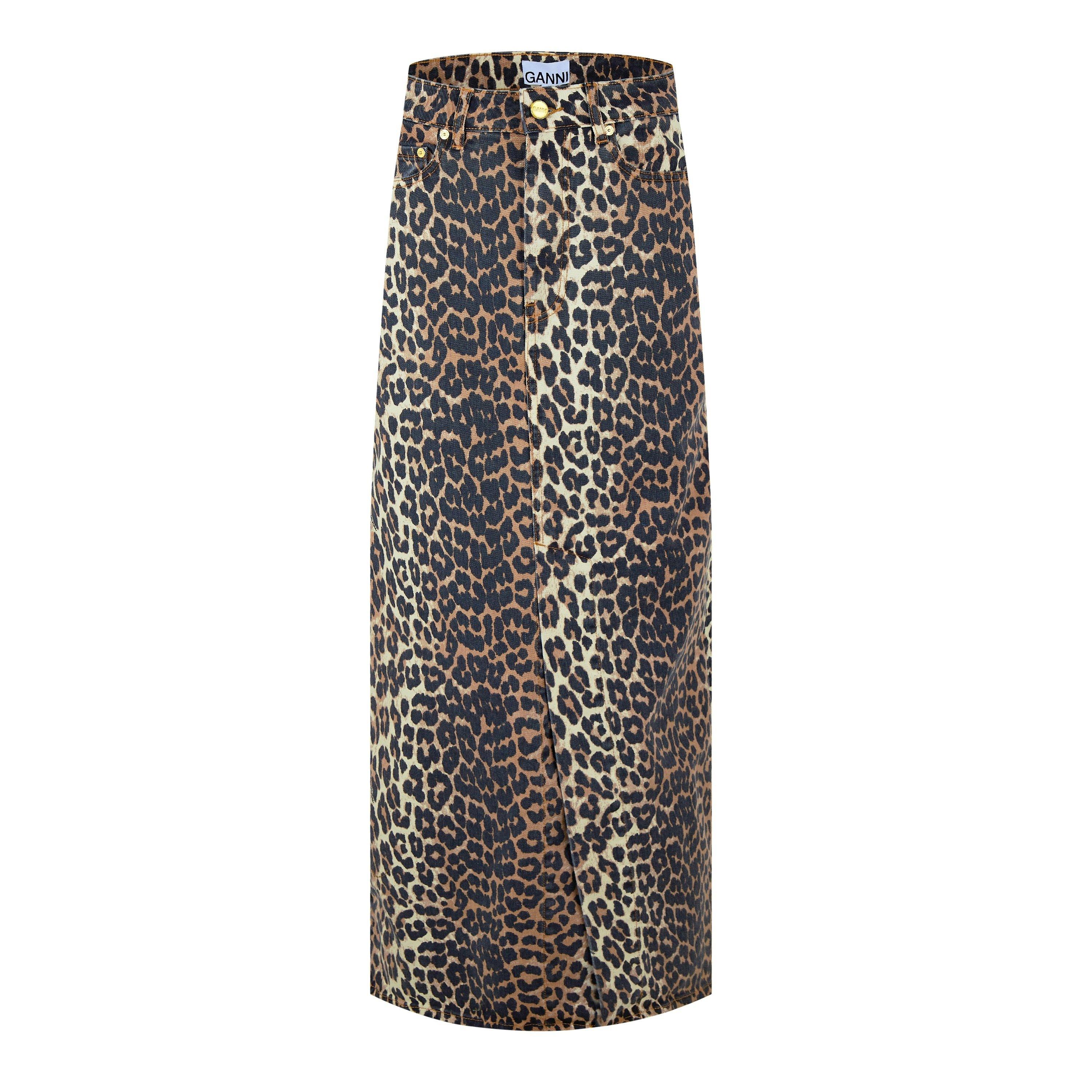 Leopard - Ganni - Leopard Denim Maxi Slit Skirt - 5