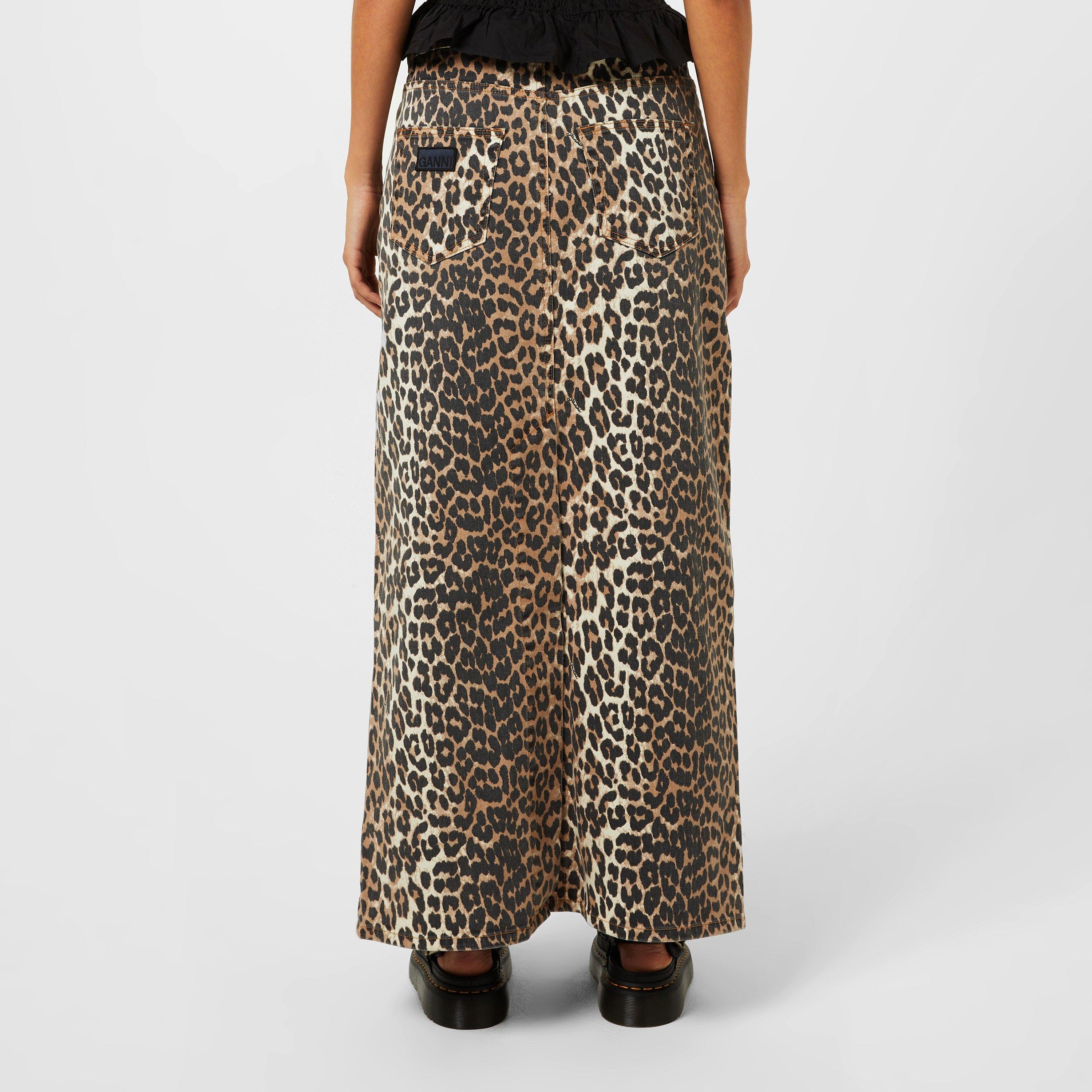 Leopard - Ganni - Leopard Denim Maxi Slit Skirt - 3