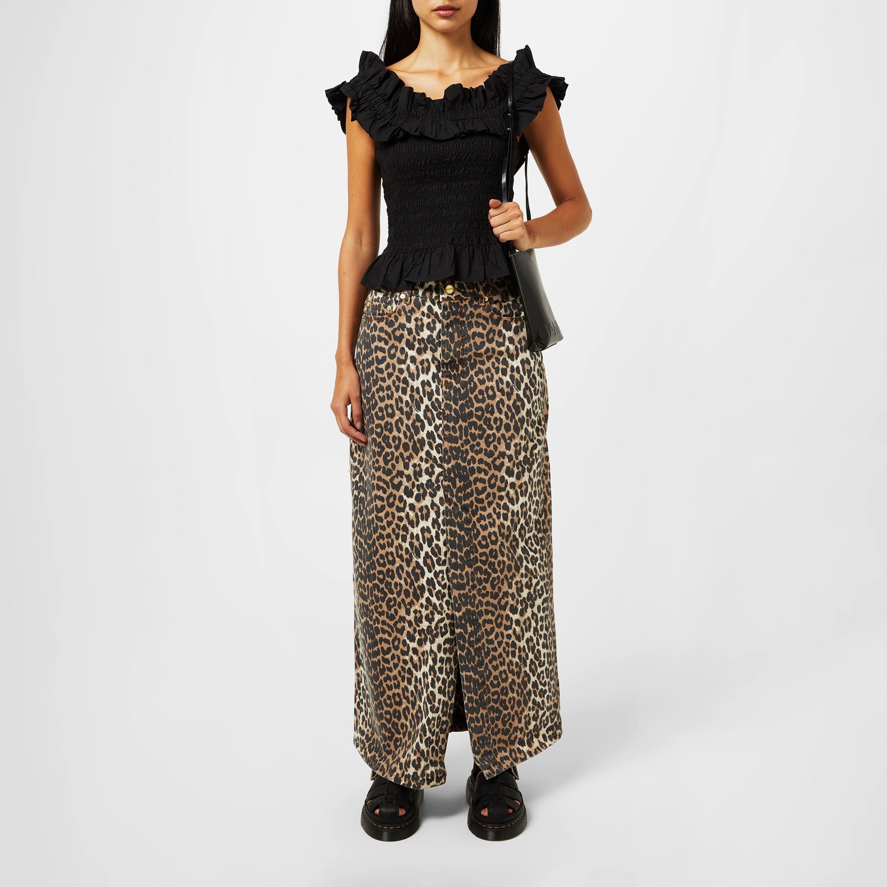 Leopard - Ganni - Leopard Denim Maxi Slit Skirt - 4