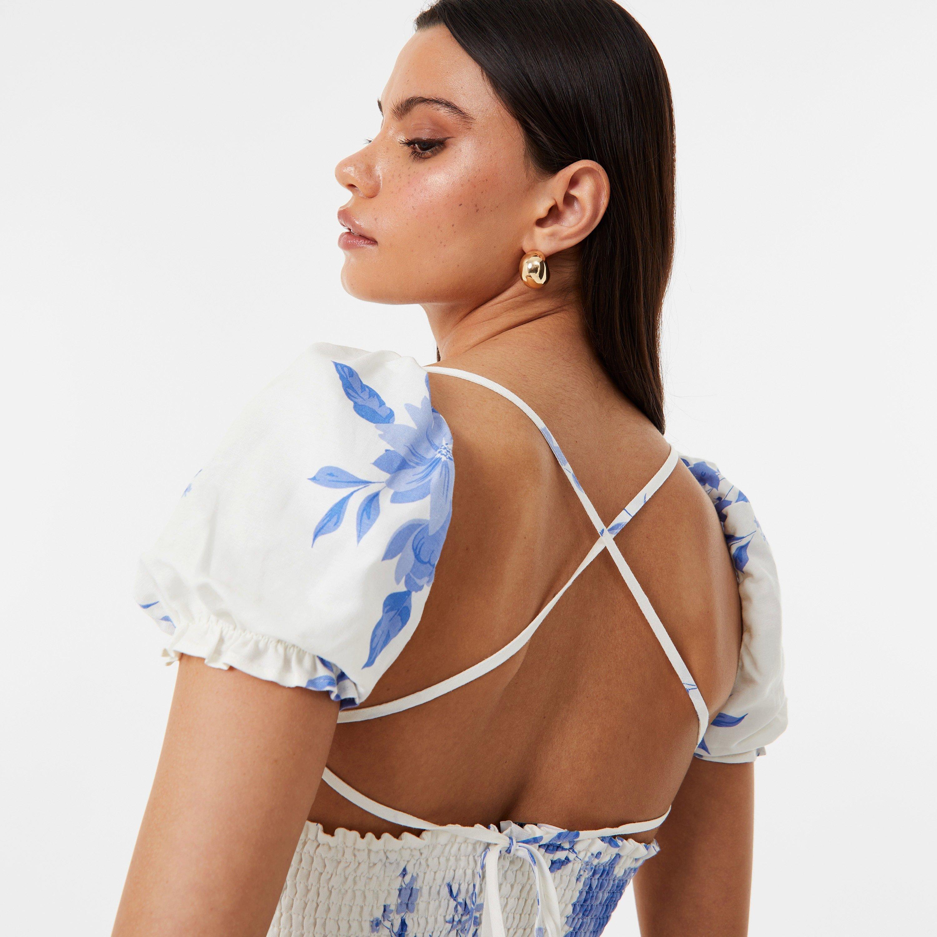 White Print - Jack Wills - Tie Back Top - 3