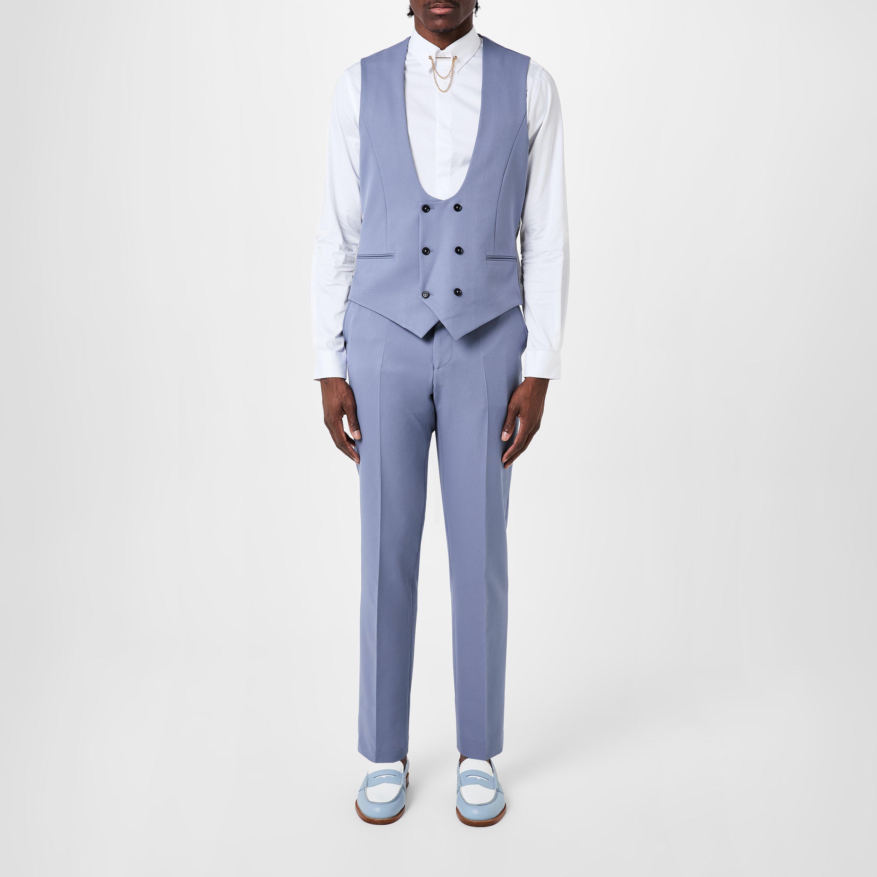 Cornflour Blue - Twisted Tailor - Buscott Slim Fit Waistcoat - 1