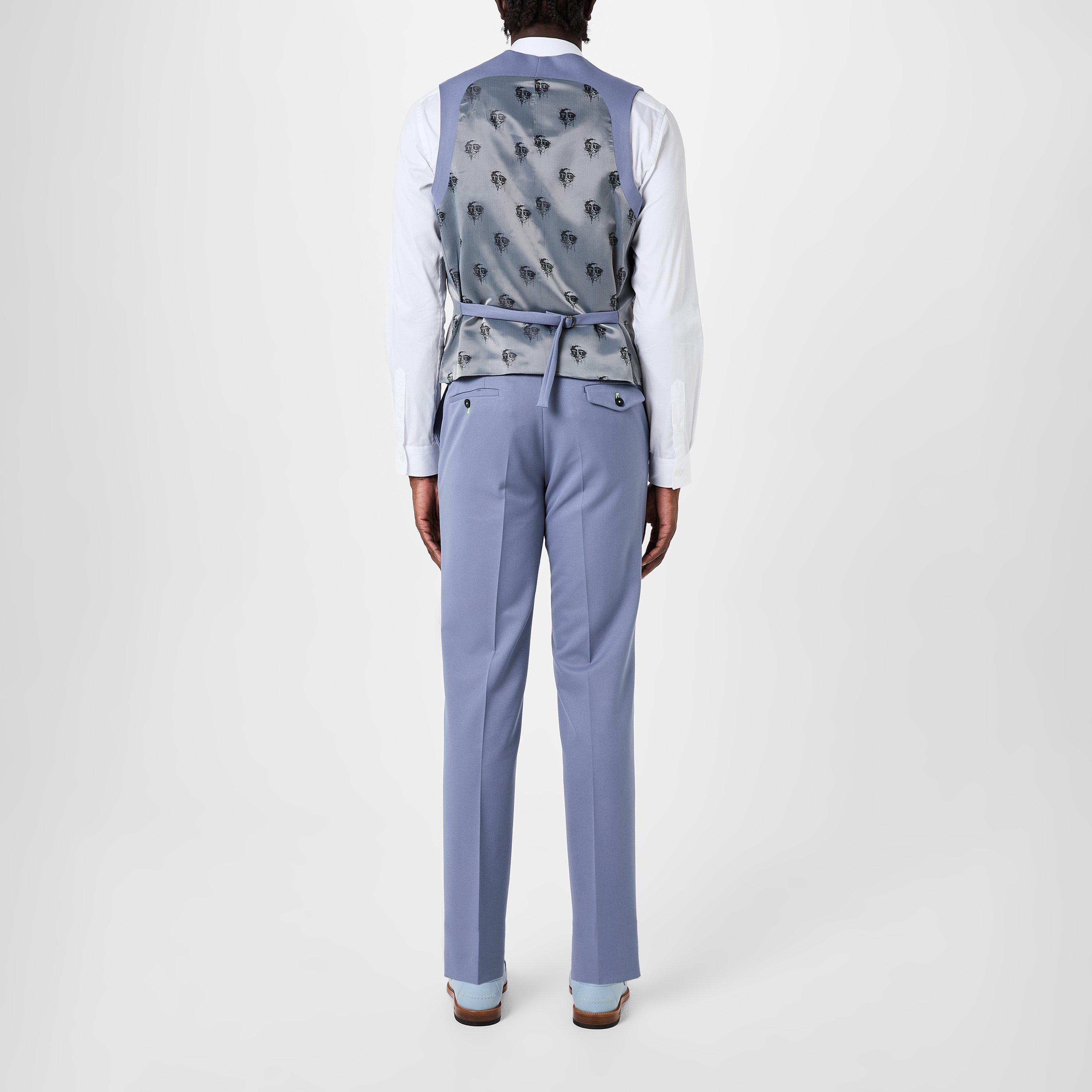 Cornflour Blue - Twisted Tailor - Buscott Slim Fit Waistcoat - 2