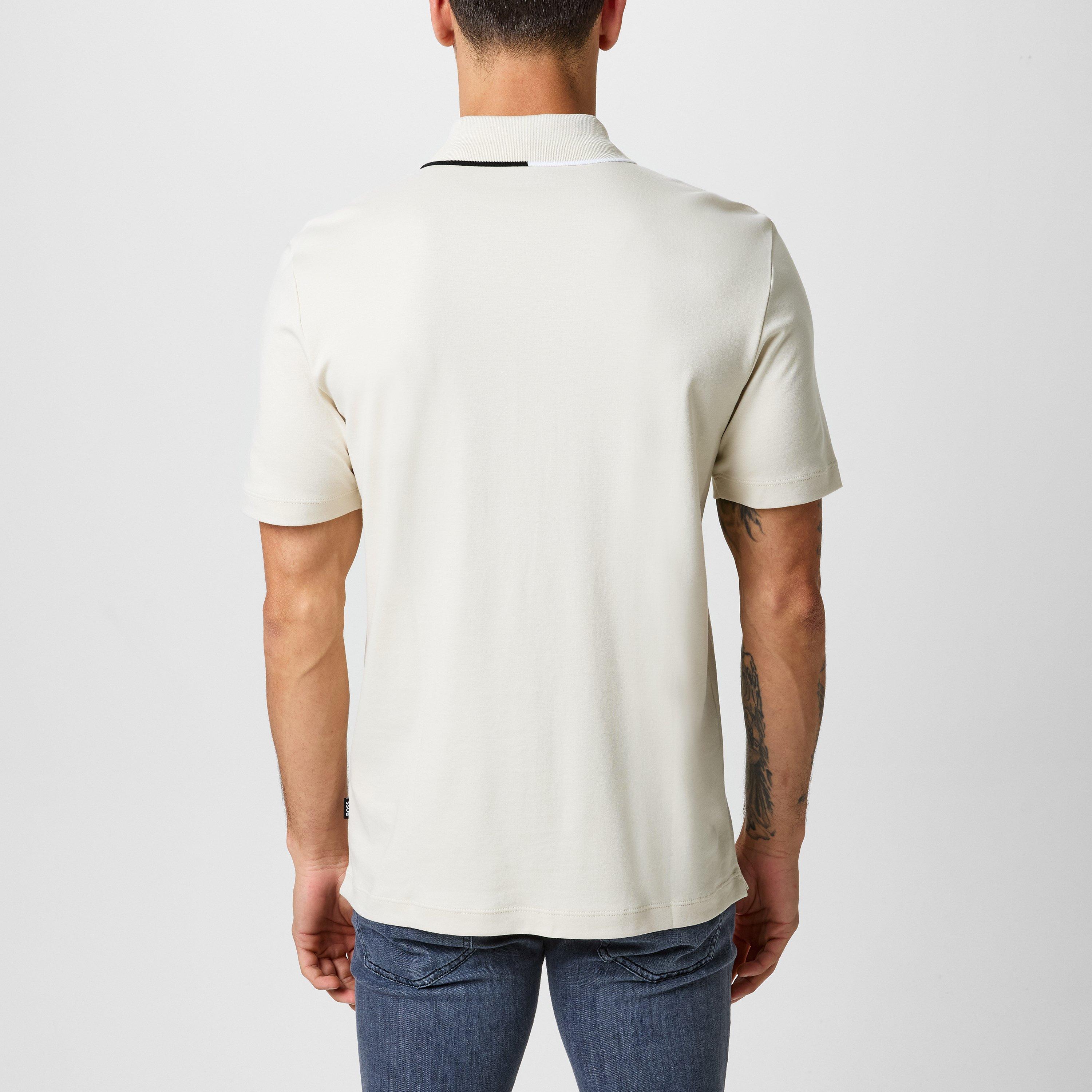 Open White 131 - Boss - Men's Paras Quarter Zip Cotton Short Sleeve Polo Shirt - 4