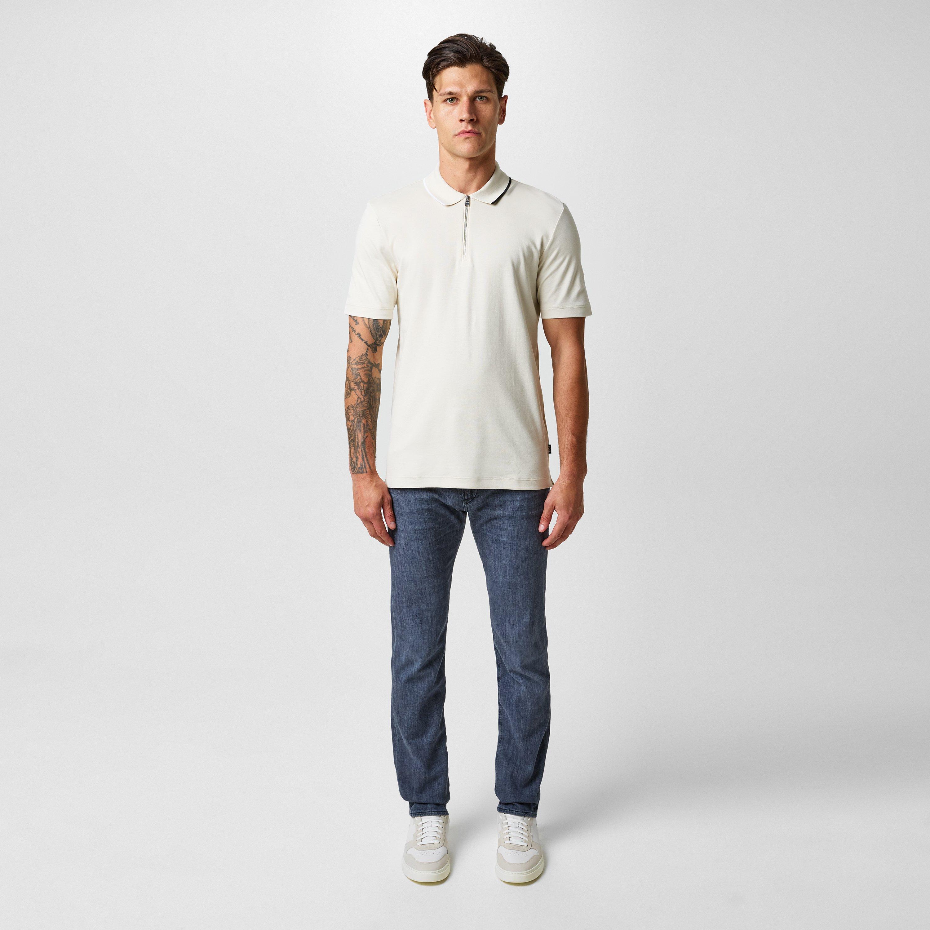 Open White 131 - Boss - Men's Paras Quarter Zip Cotton Short Sleeve Polo Shirt - 6