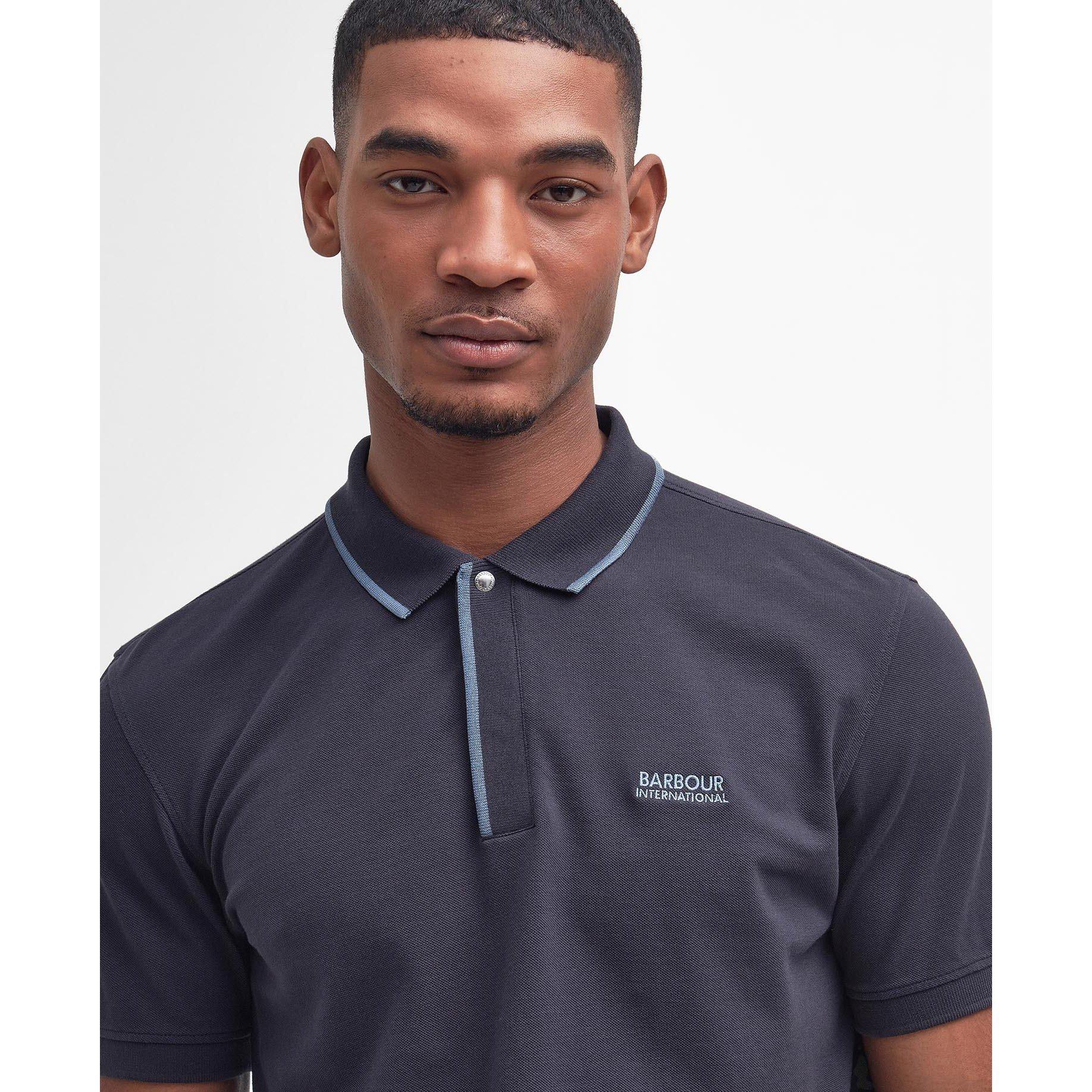 Navy NY91 - Barbour International - Daytona Tipped Polo Shirt - 4