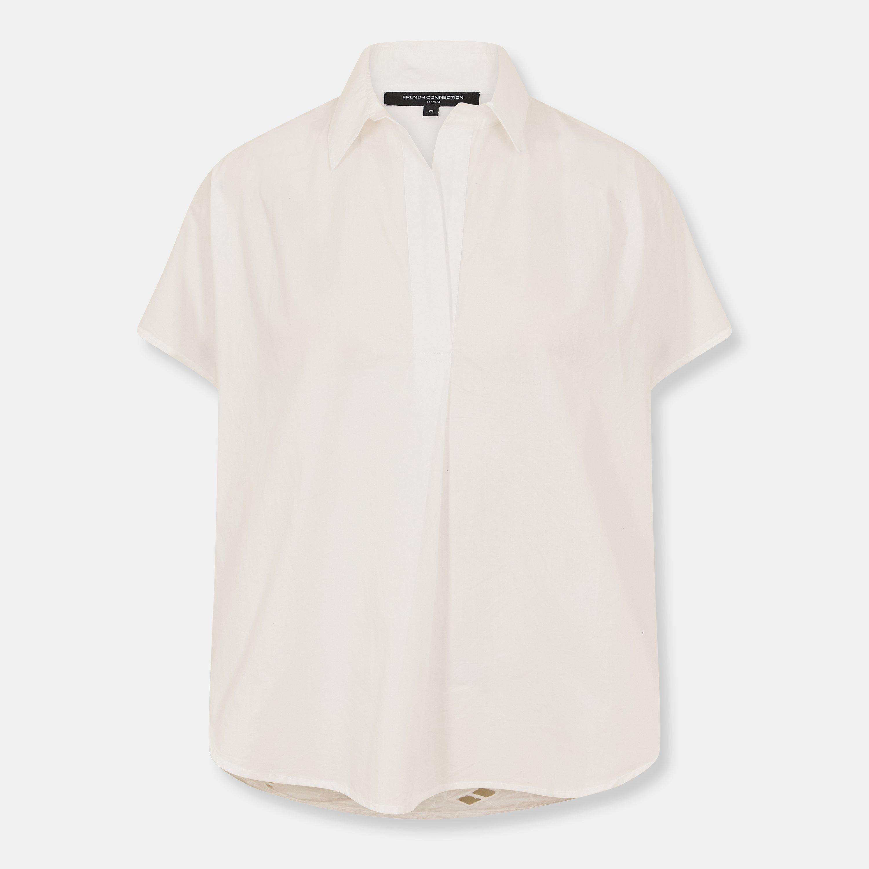 French Connection Women's Embroidered Short-Sleeve Blouse - Linen White - 8 (XS)