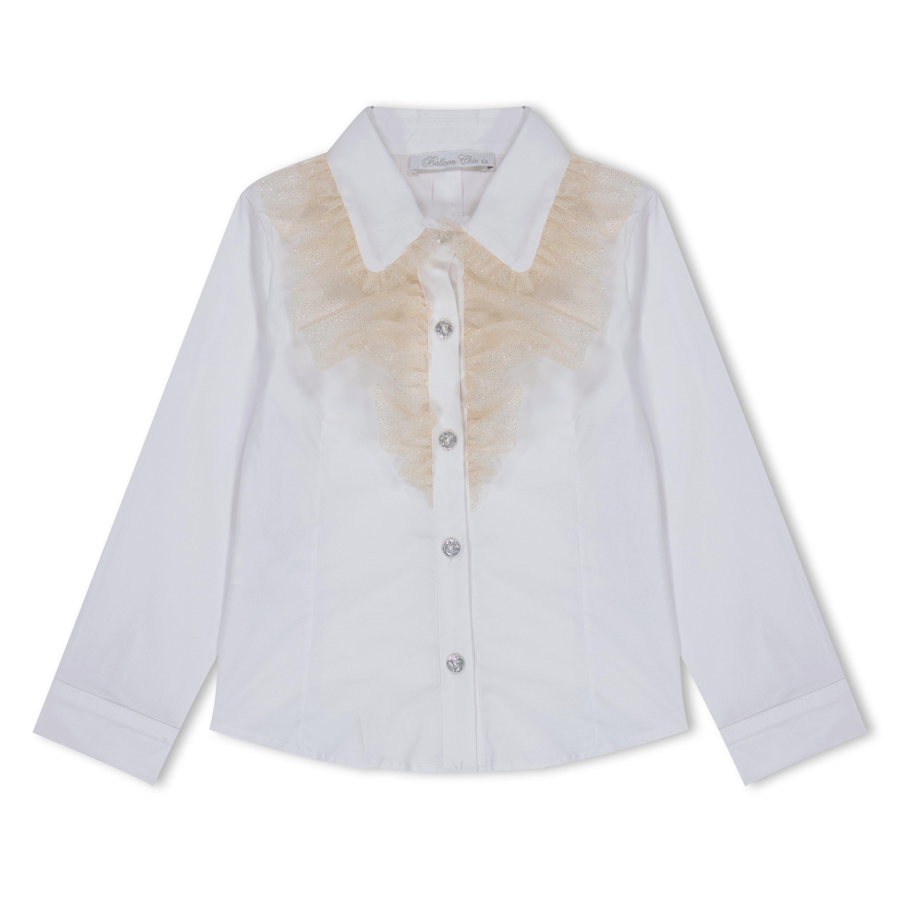 White - Balloon Chic - Kids' White Long-Sleeve Blouse - 1