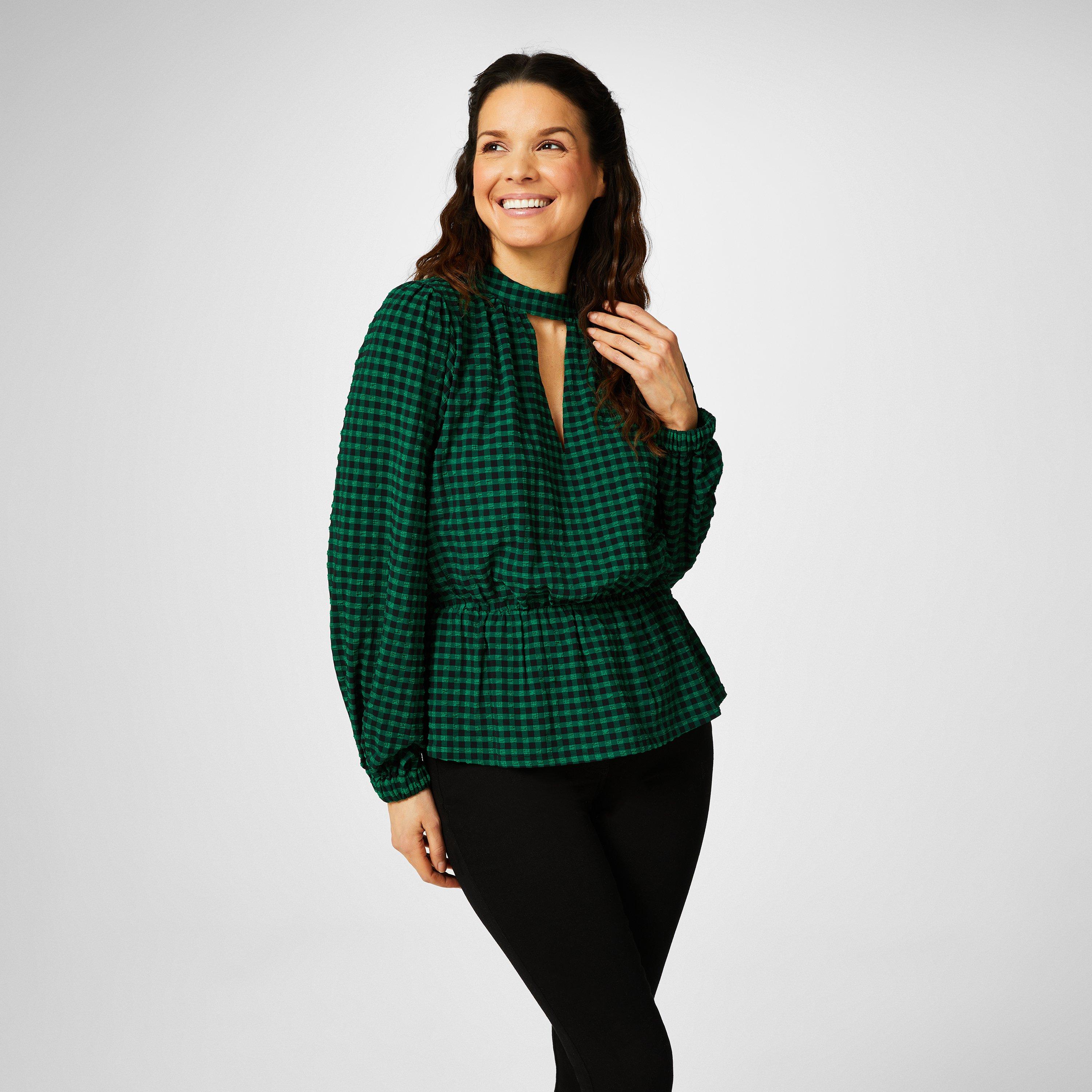 Biba Women's Textured Blouse - Check - 12 (M)