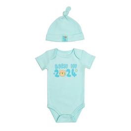 Hello World Baby Boy 2024 Bodysuit and Hat Set