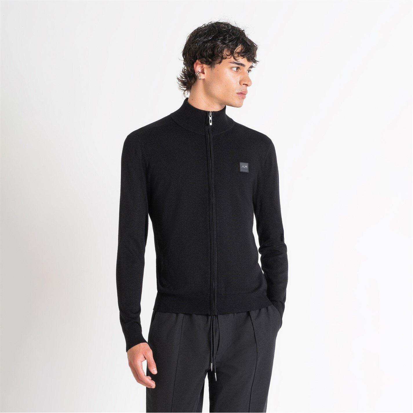 Nero - Antony Morato - SWEATER SLIM FIT IN VISCOSA BLEND YARN WITH METAL LOGO RUBBER PATCH - 3