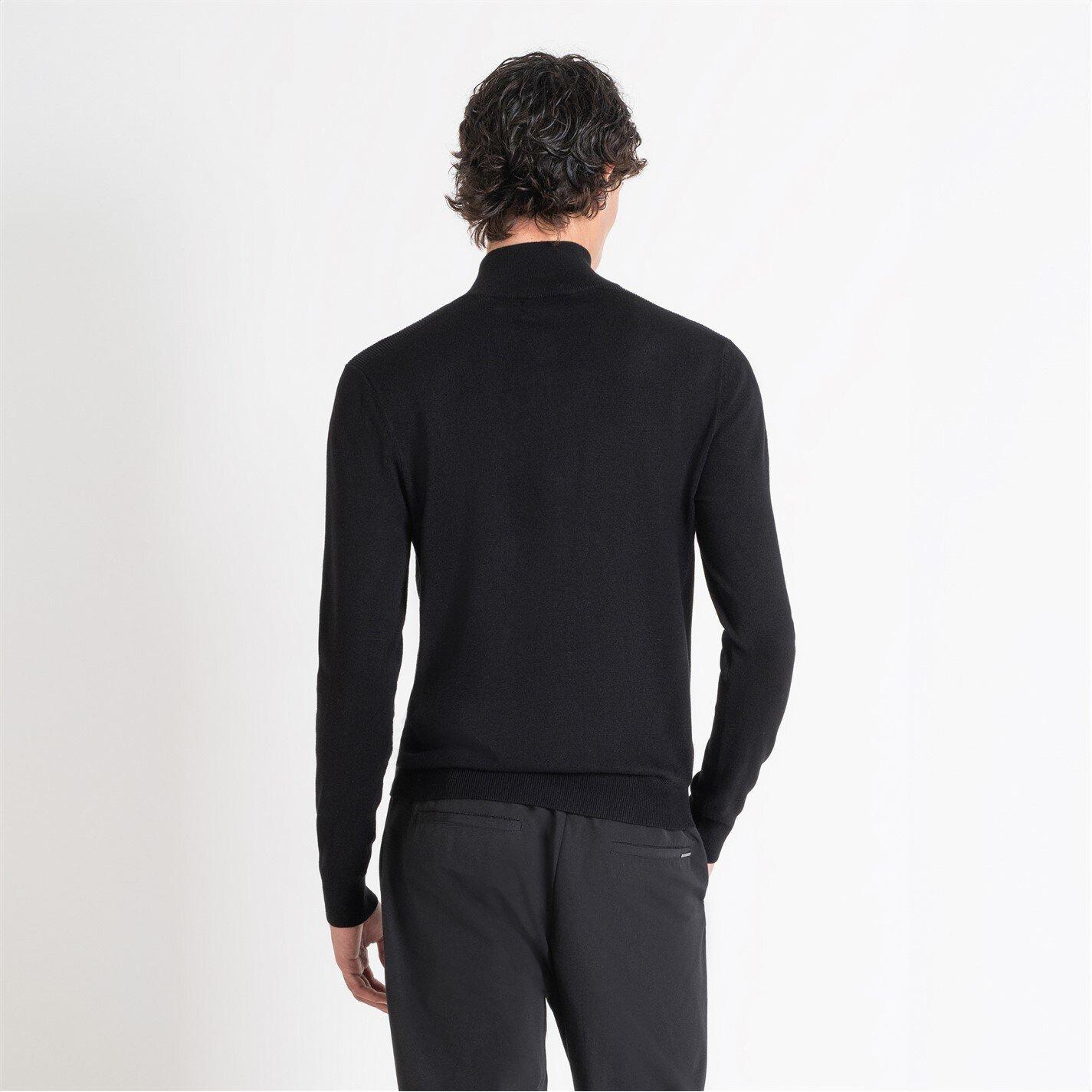 Nero - Antony Morato - SWEATER SLIM FIT IN VISCOSA BLEND YARN WITH METAL LOGO RUBBER PATCH - 4