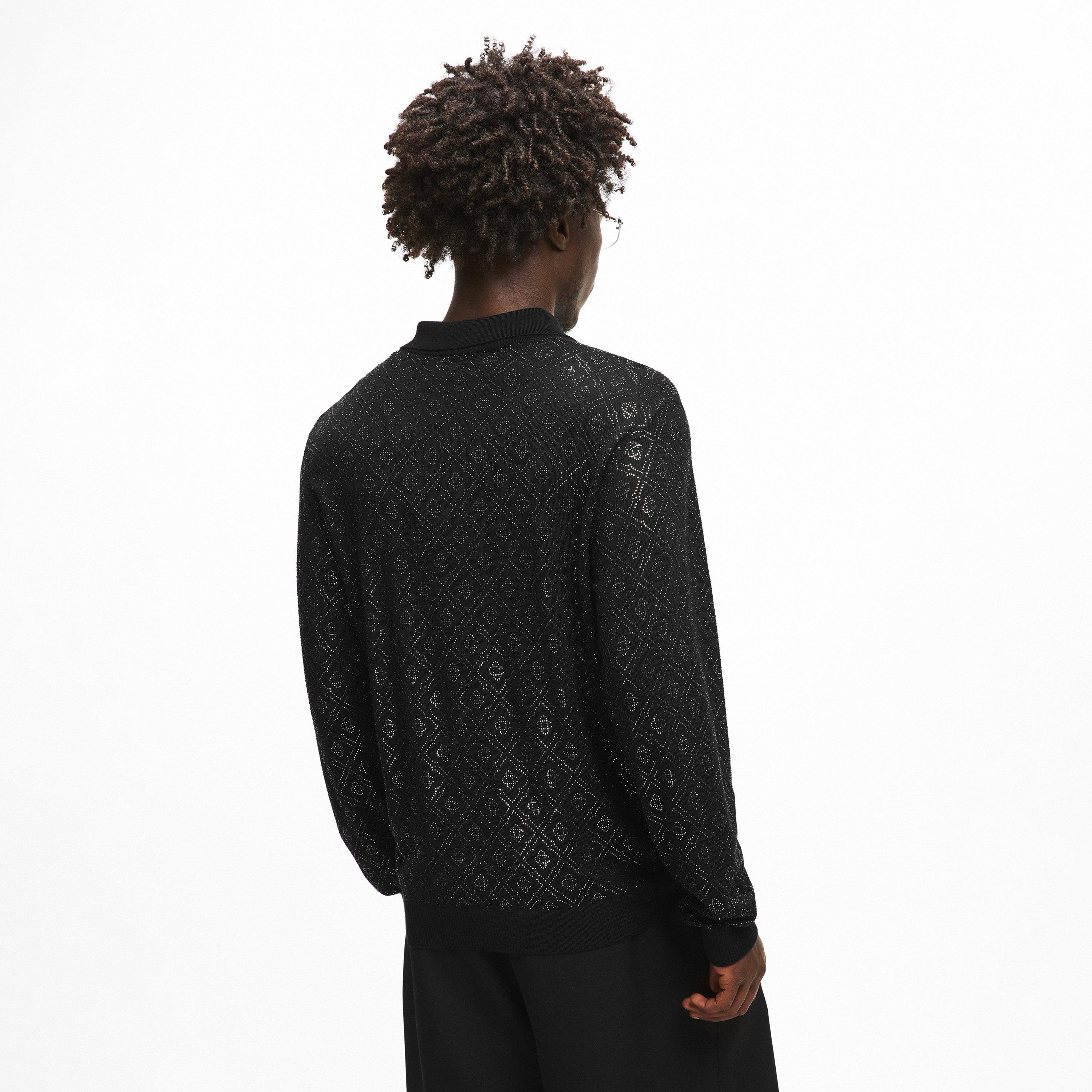 Black - Casablanca - Men's Monogram Long Sleeve Polo Shirt - 4