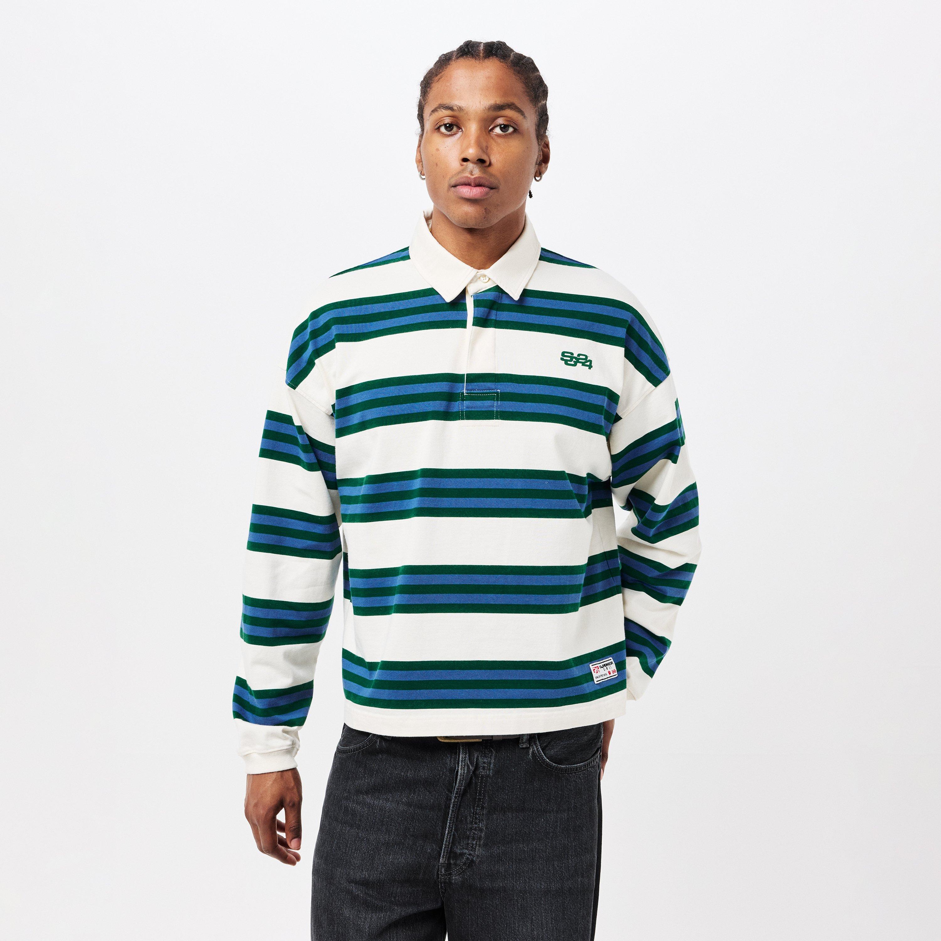 Stripe Navy - Summer Games - Men's Long-Sleeve Polo Shirt - 3