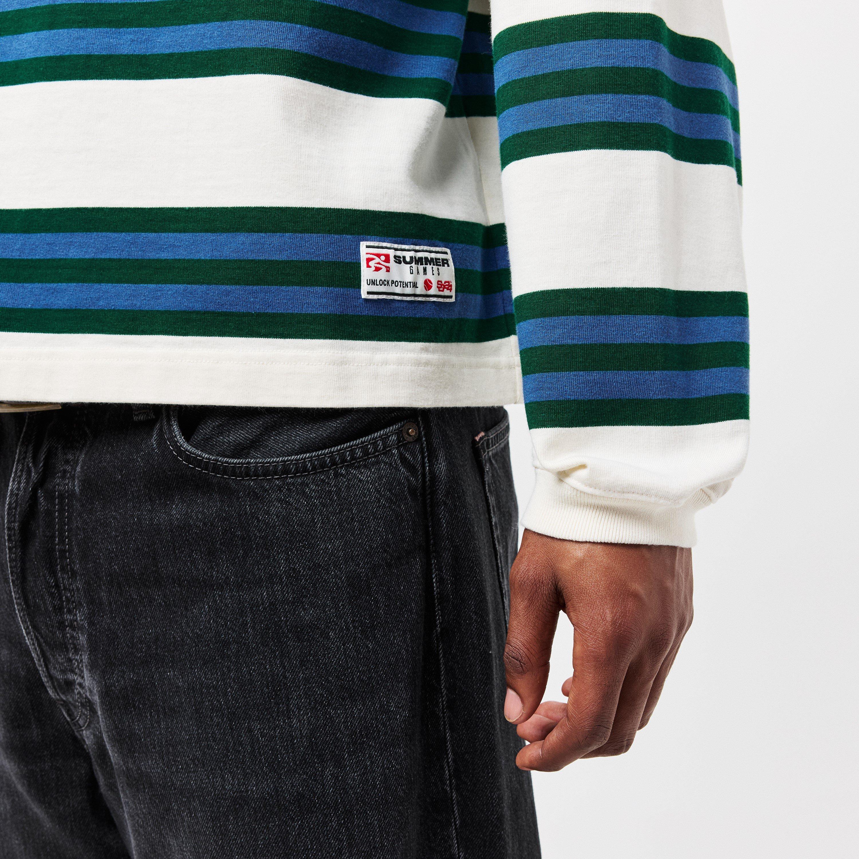 Stripe Navy - Summer Games - Men's Long-Sleeve Polo Shirt - 5