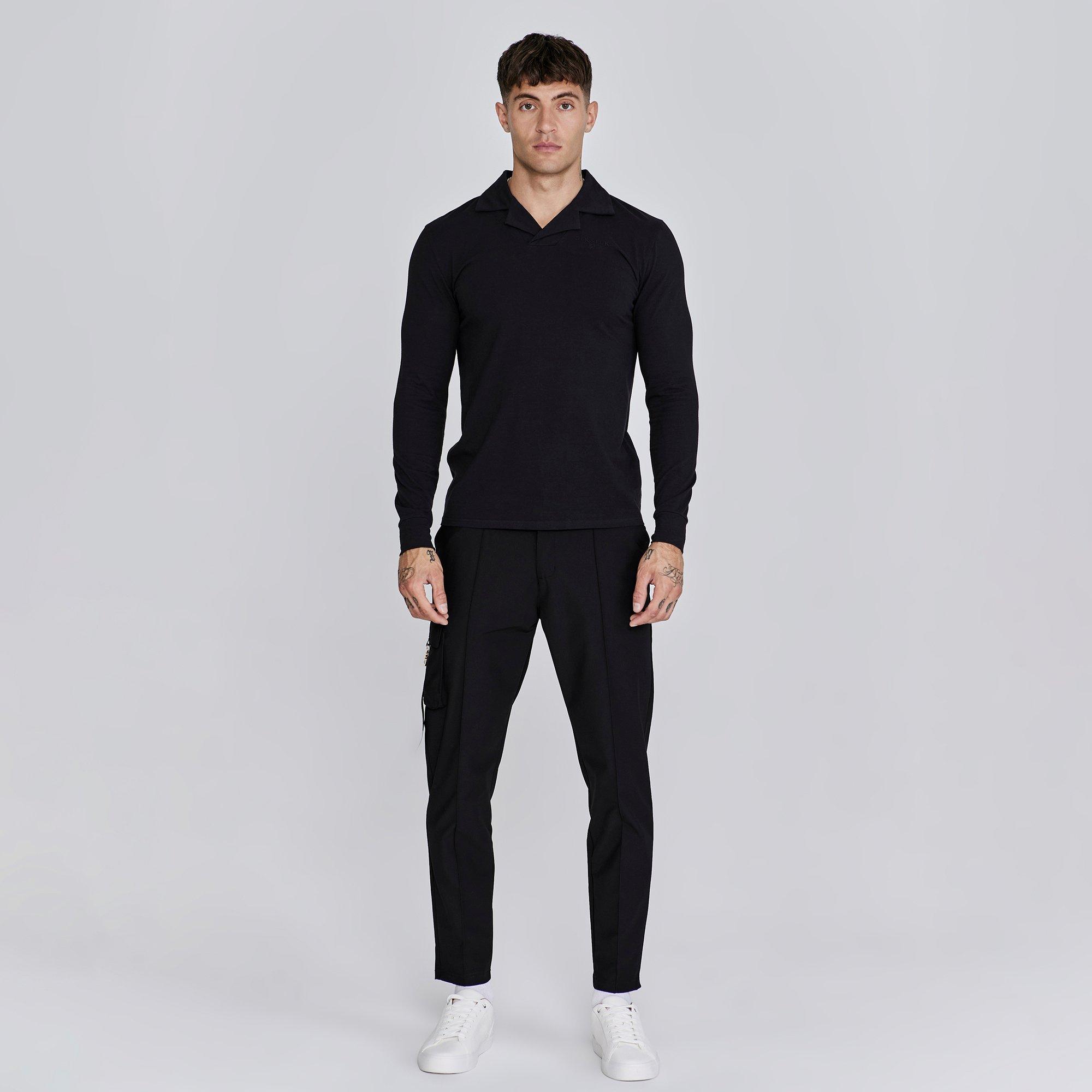 Crna - SikSilk - Long-Sleeve Polo Shirt - 3