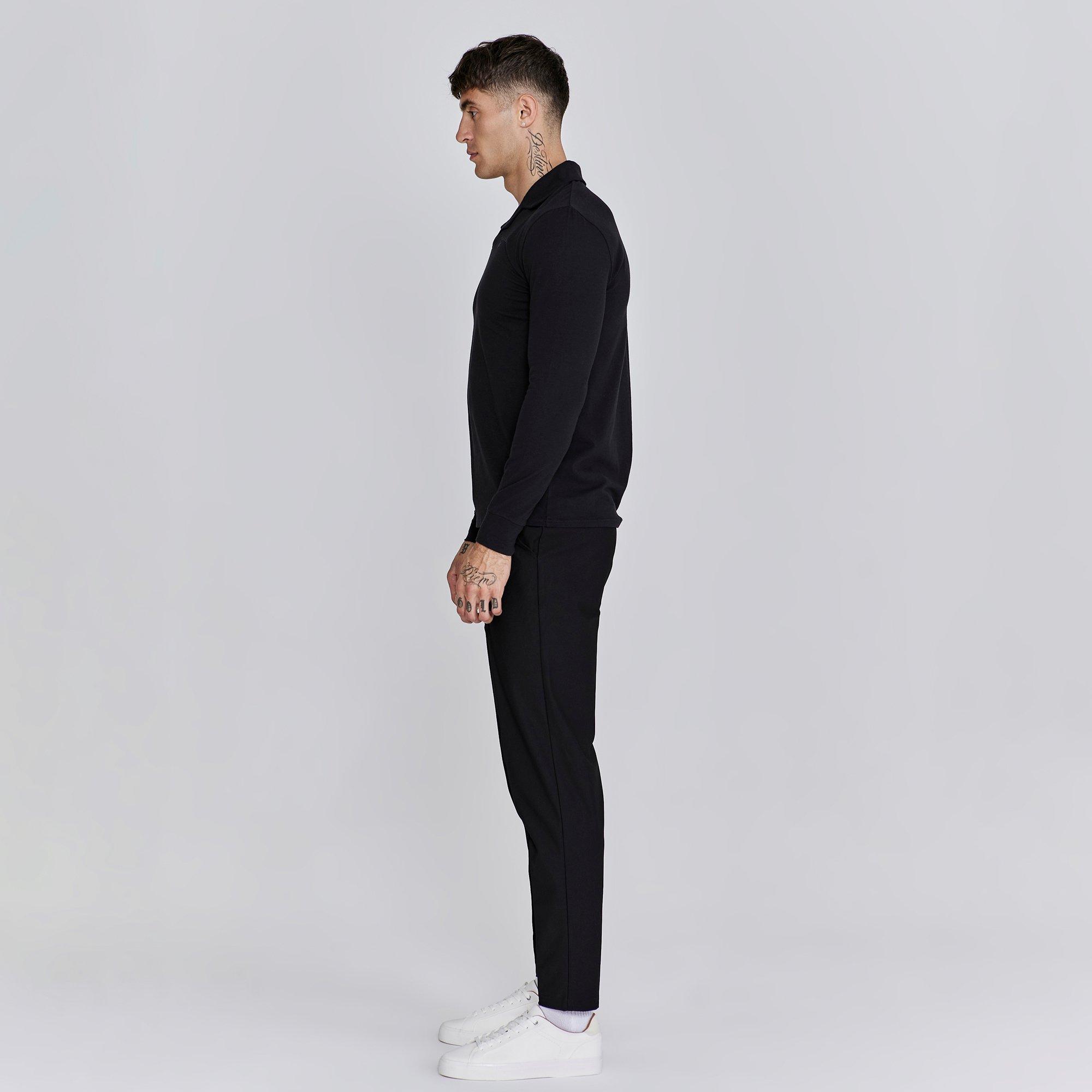 Crna - SikSilk - Long-Sleeve Polo Shirt - 4