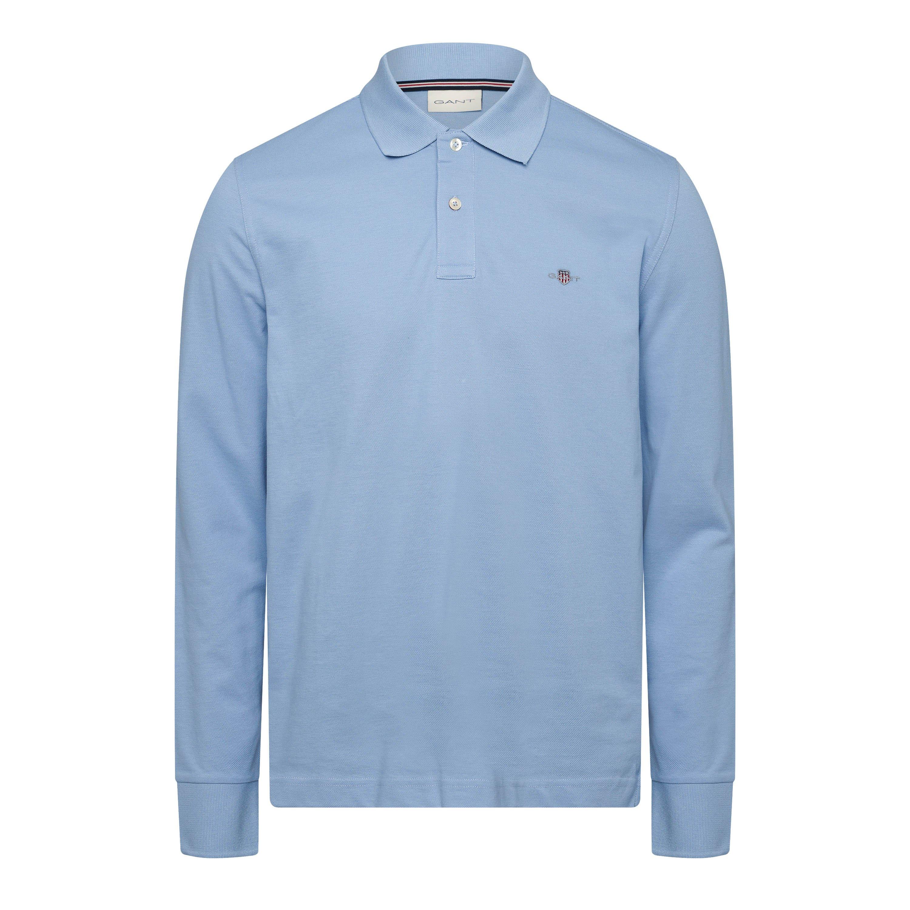 Gant Men's Logo Long Sleeve Polo Shirt - Clear Sky - XL