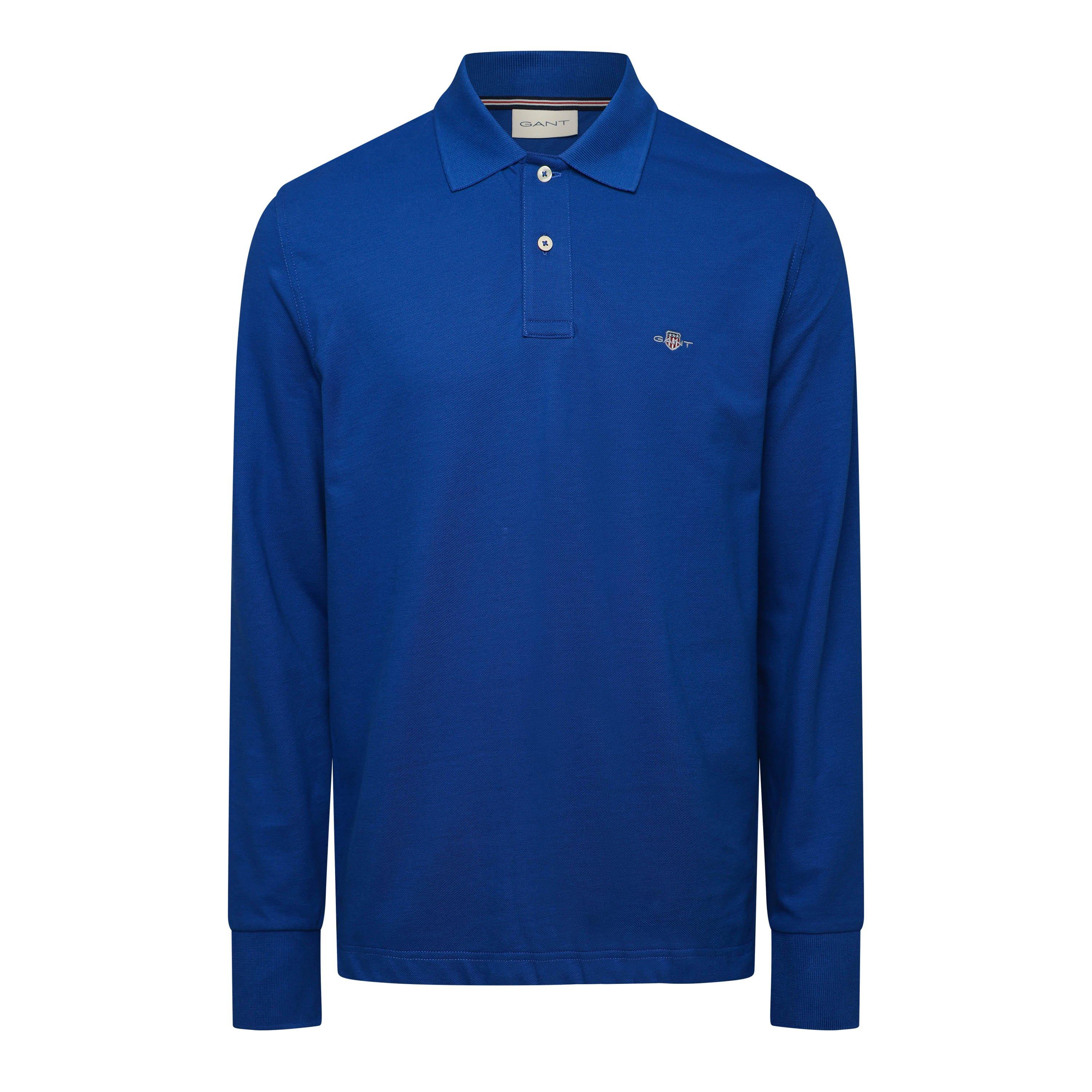 Gant Men's Logo Long Sleeve Polo Shirt - College Blue - L
