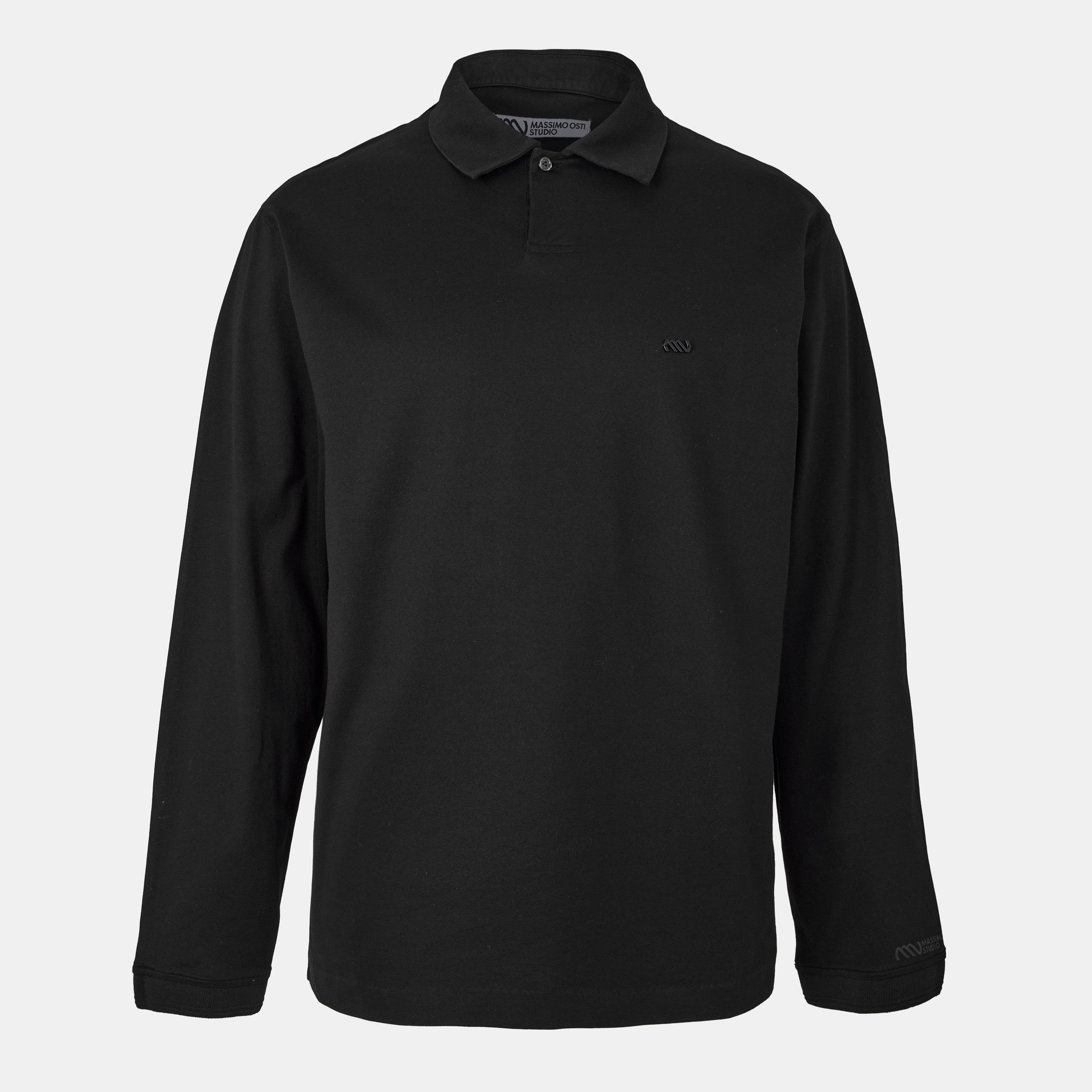 Black 999 - Massimo Osti Studio - Men's Long Sleeve Polo Shirt - 1