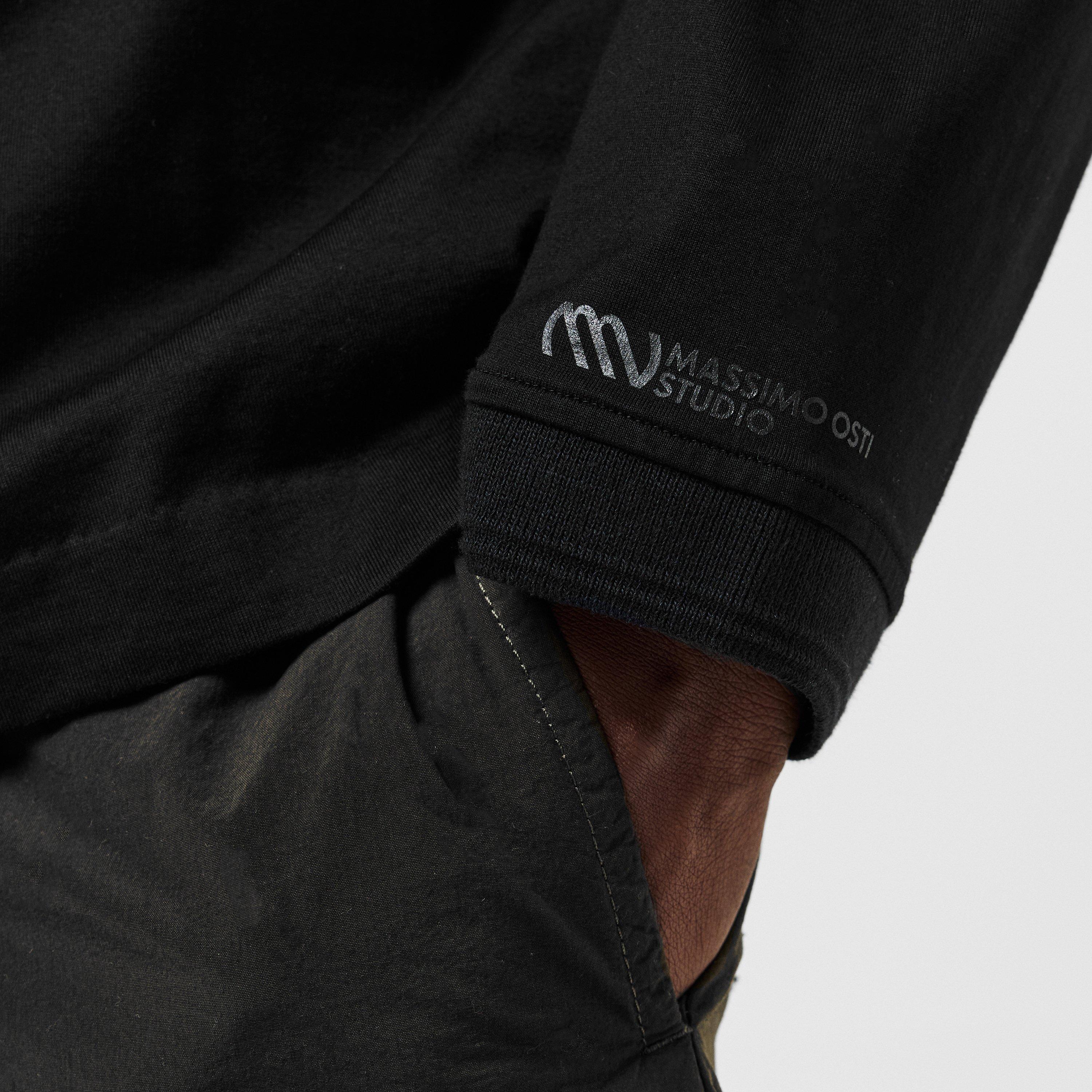 Black 999 - Massimo Osti Studio - Men's Long Sleeve Polo Shirt - 5