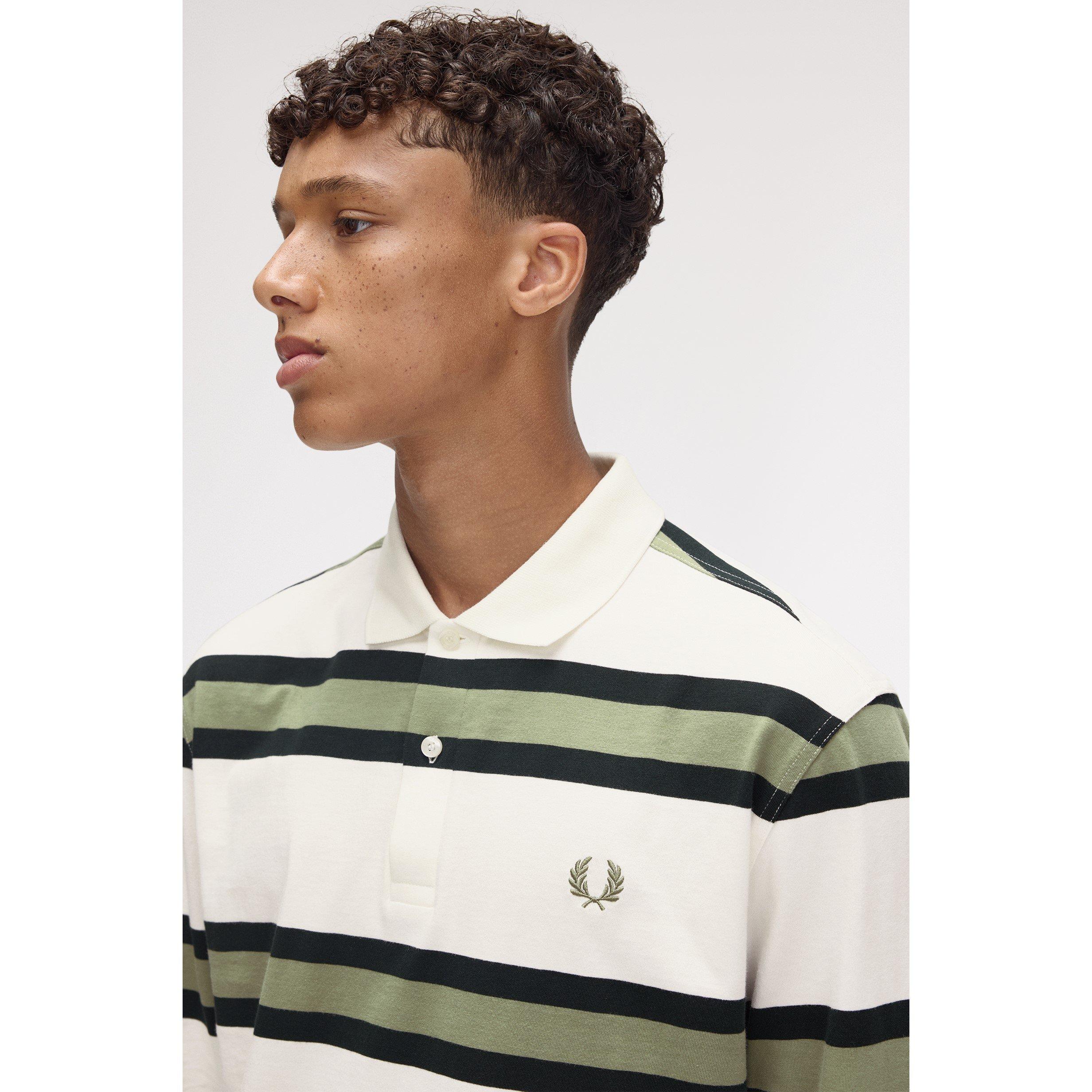Light Ecru 760 - Fred Perry - Men's Stripe Long-Sleeve Polo Shirt - 2