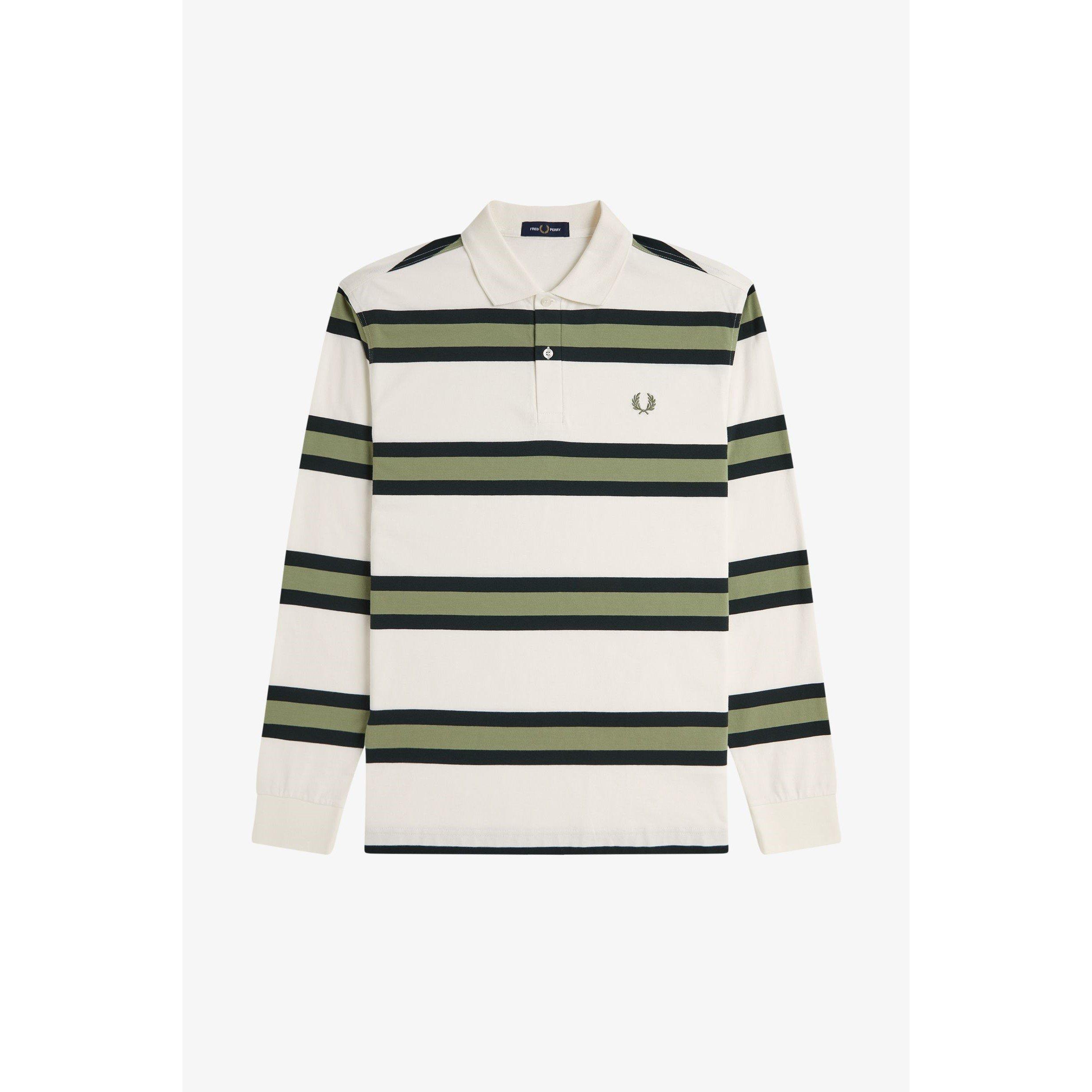 Light Ecru 760 - Fred Perry - Men's Stripe Long-Sleeve Polo Shirt - 4