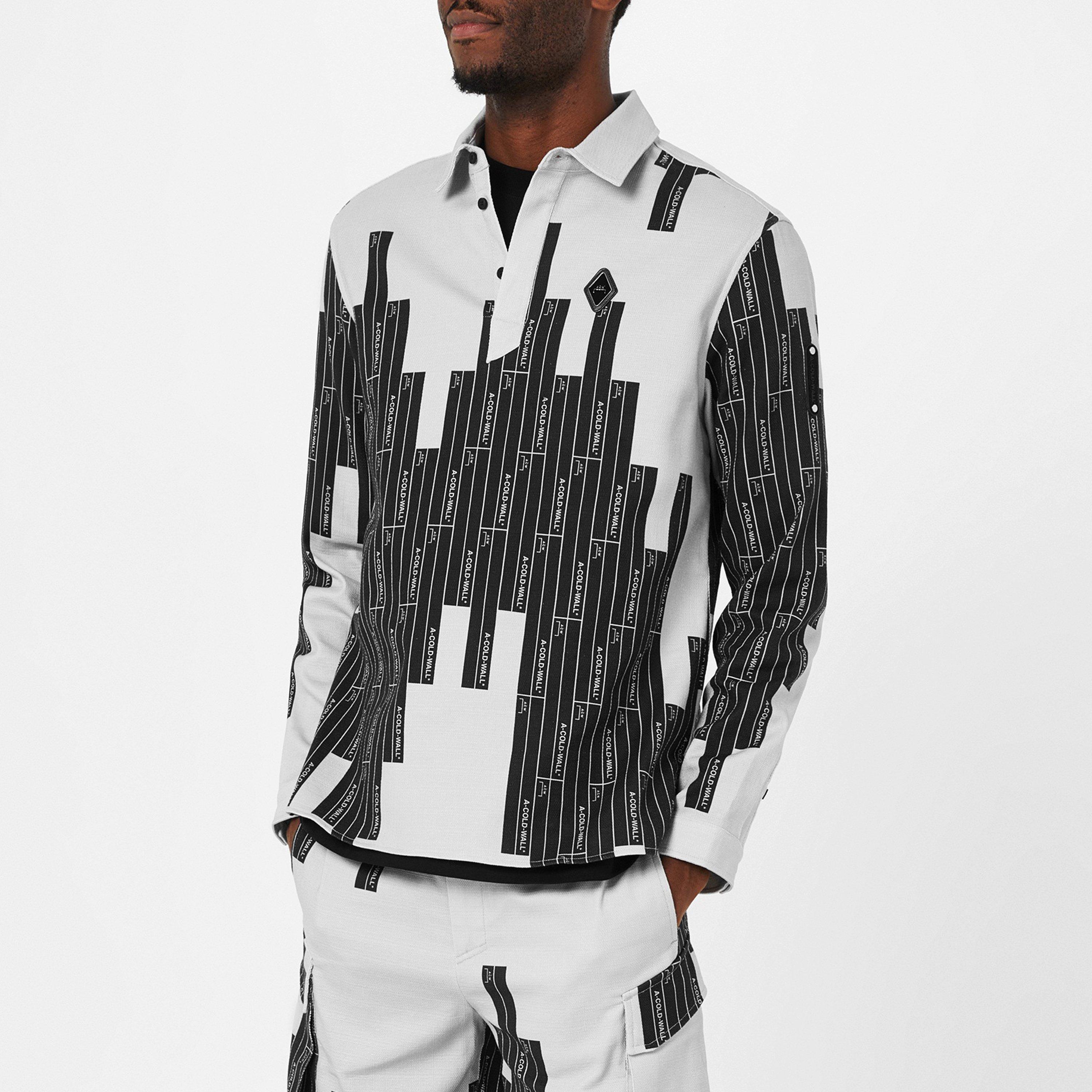 Mid Grey - A-COLD-WALL - Men's Vector Monogram Long-Sleeve Polo Shirt - 3