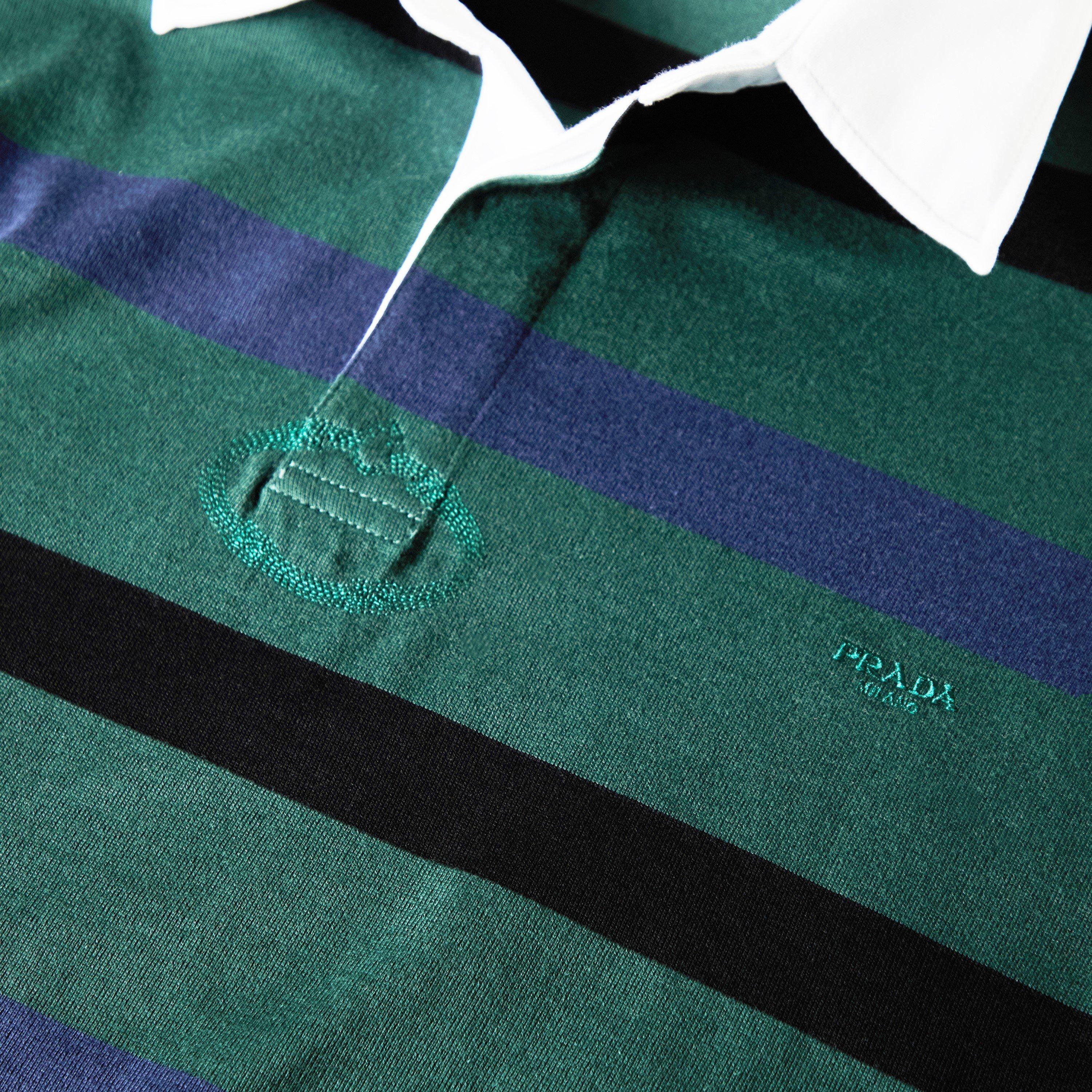 Blue - Prada - Men's Long Sleeve Polo Shirt - 3