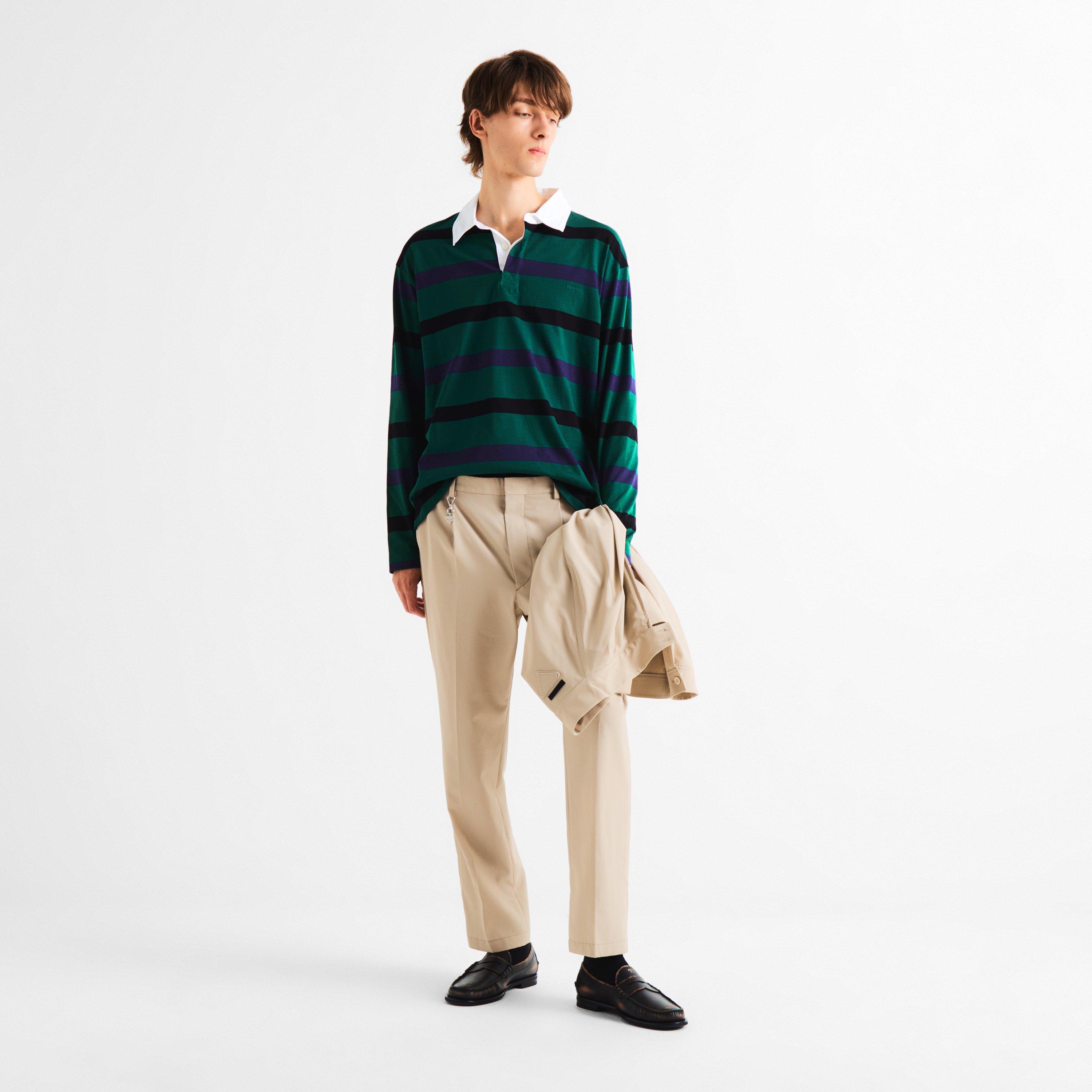 Blue - Prada - Men's Long Sleeve Polo Shirt - 6