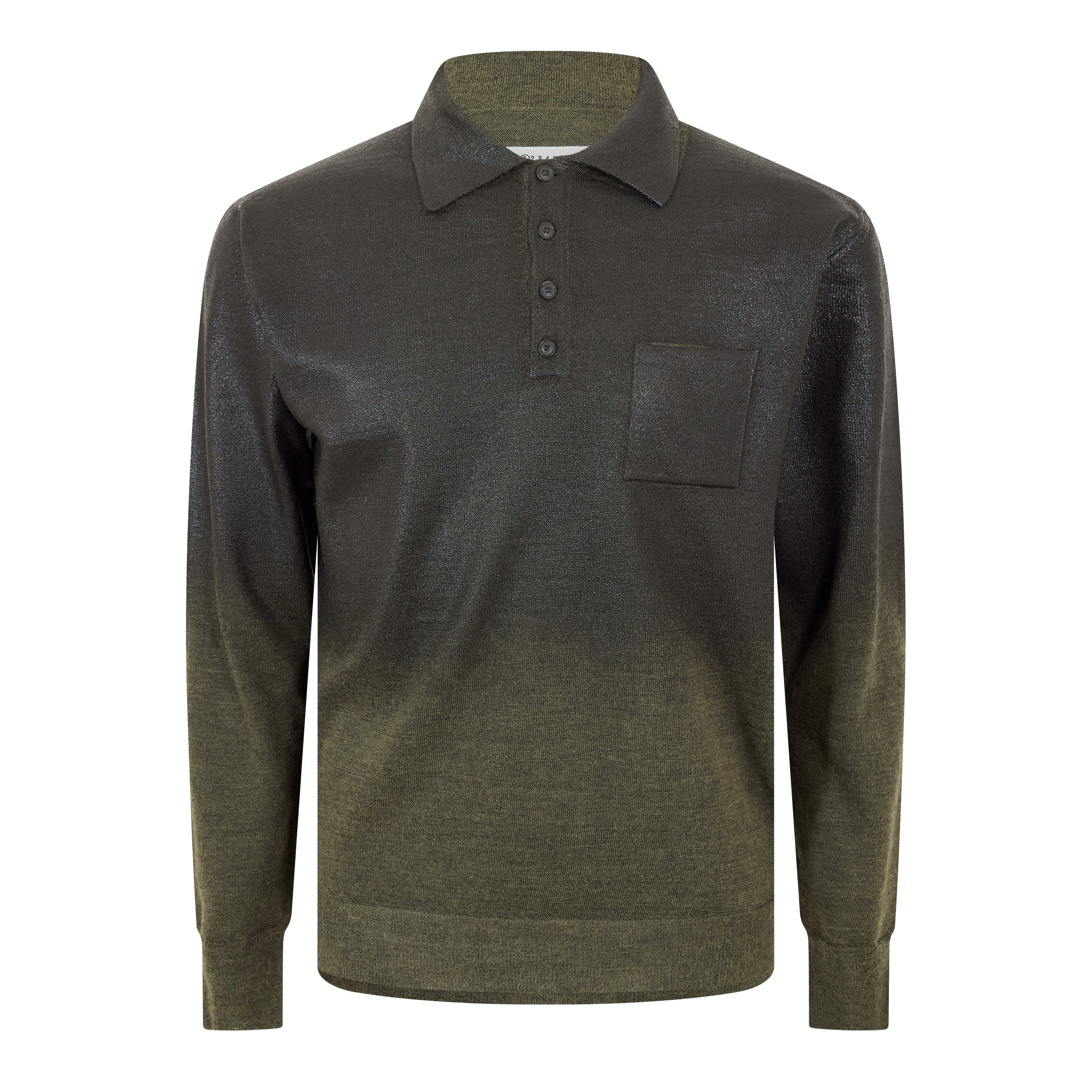 Green/Black - Maison Margiela - MMM Foil Knit Polo  Sn61 - 1