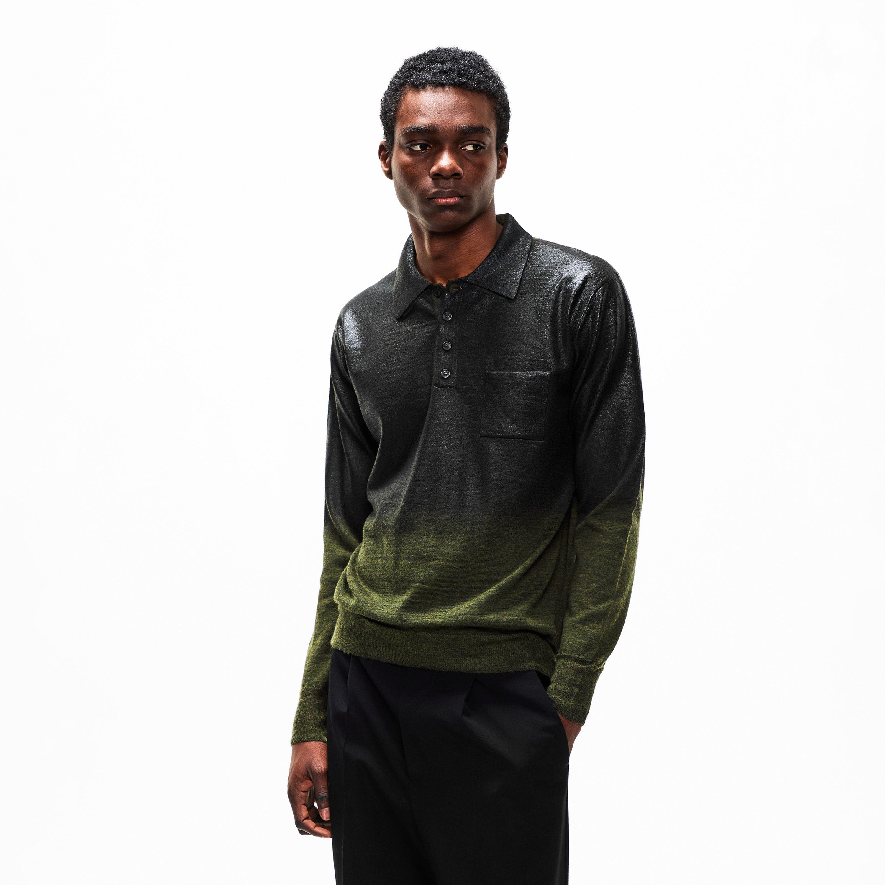 Green/Black - Maison Margiela - MMM Foil Knit Polo  Sn61 - 3